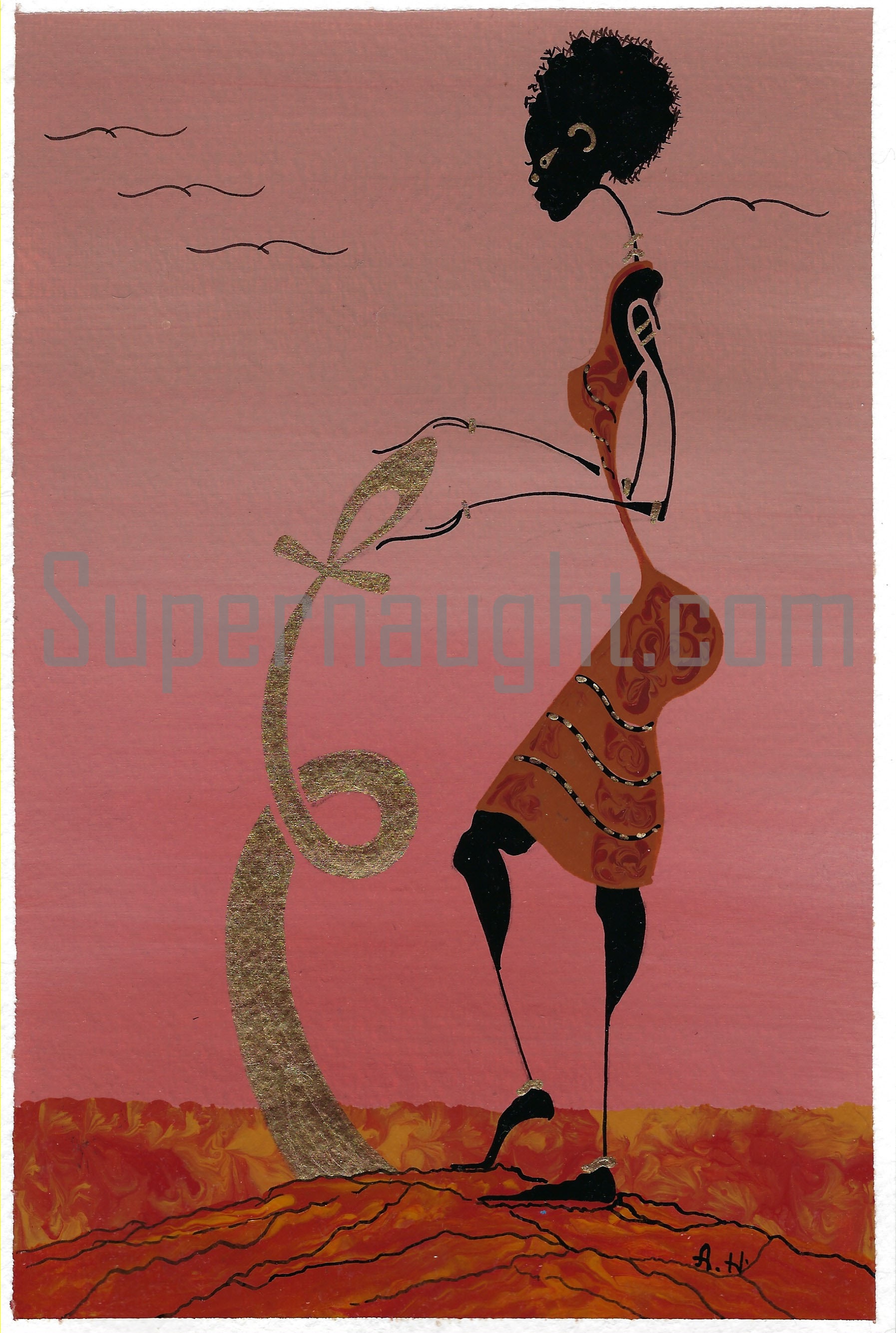 Alphonso Howard Hand Painted Greeting Card Signed