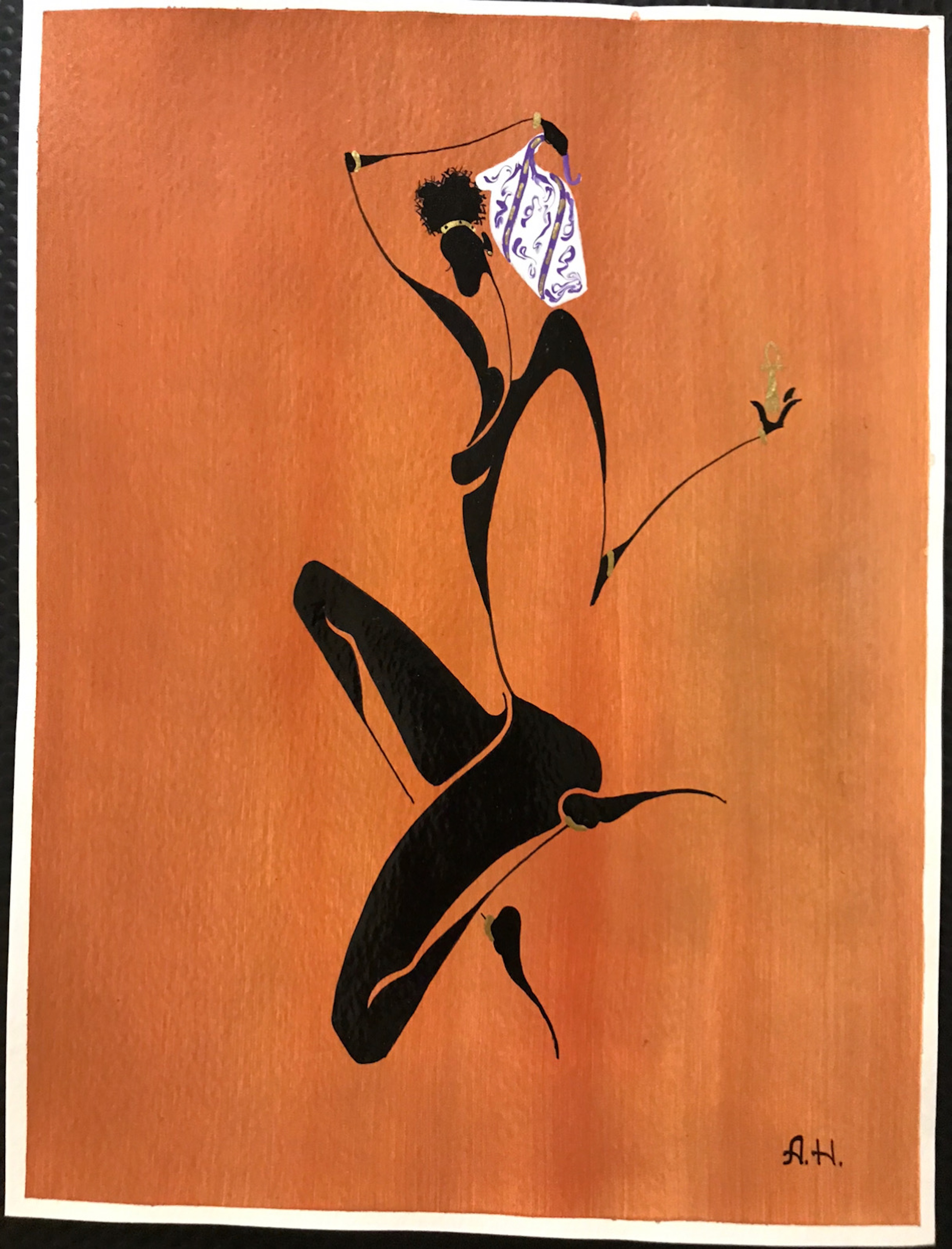 Alphonso Howard  Lady And Vase Artwork Signed