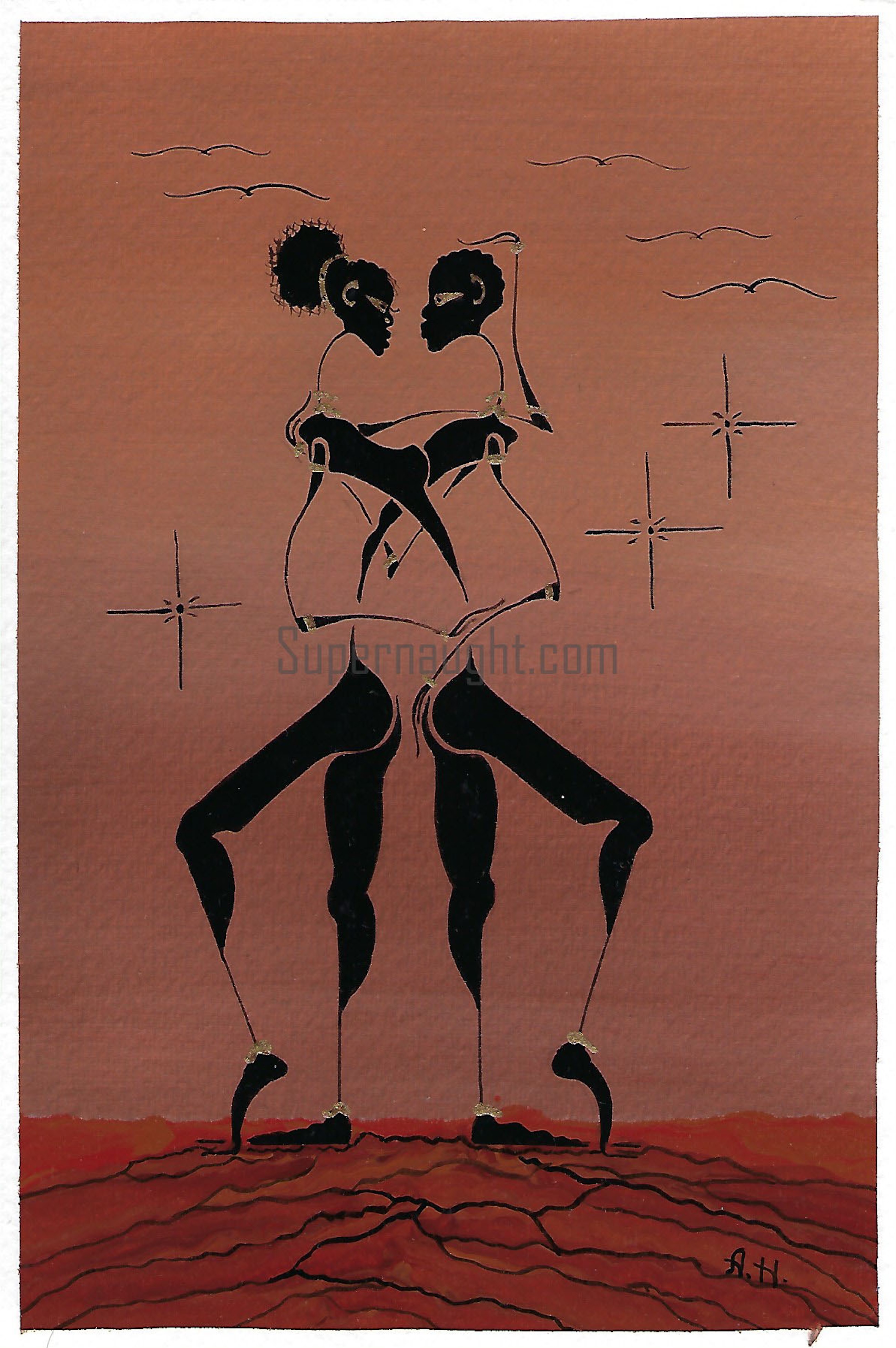 Alphonso Howard Painted Greeting Card Signed