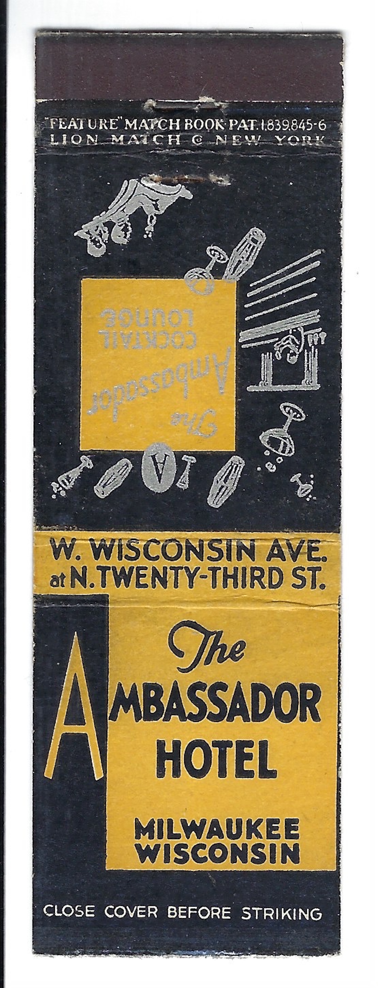 Ambassador Hotel Matchbook Cover Jeffrey Dahmer