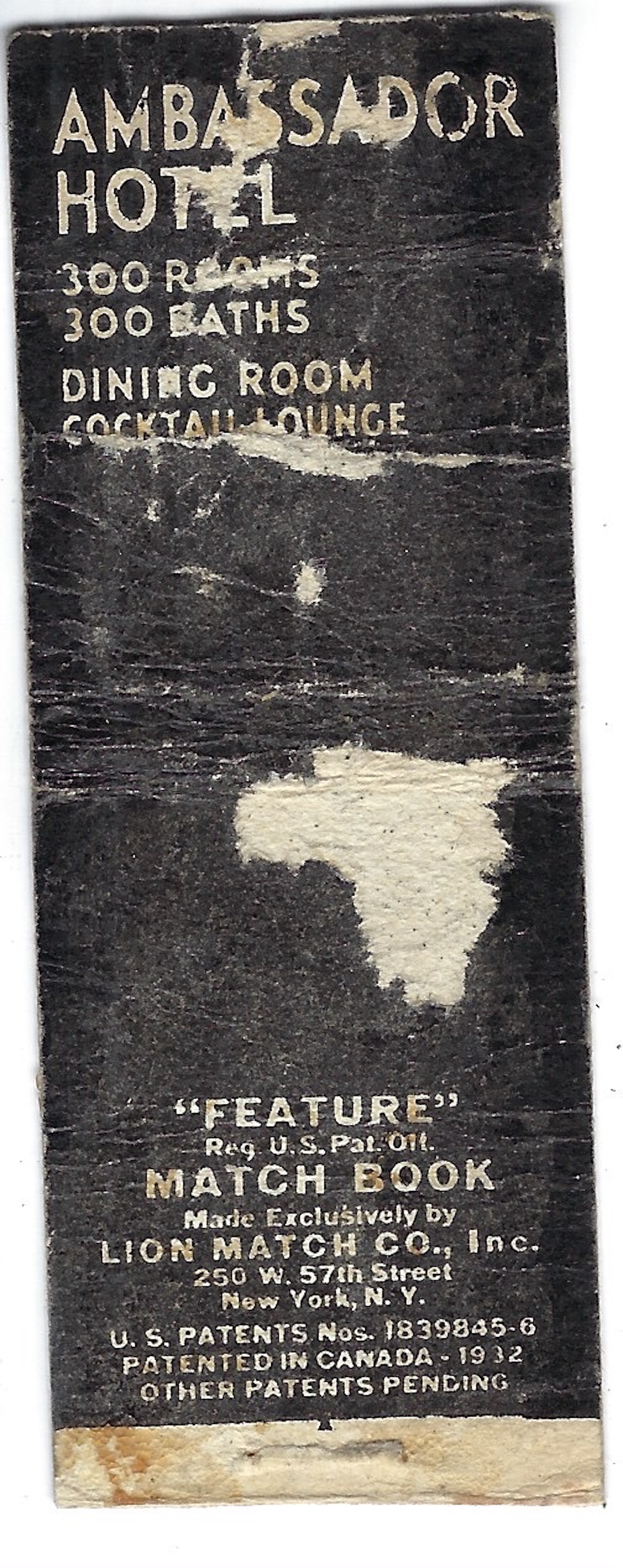 Ambassador Hotel Matchbook Cover Used Jeffrey Dahmer image 2