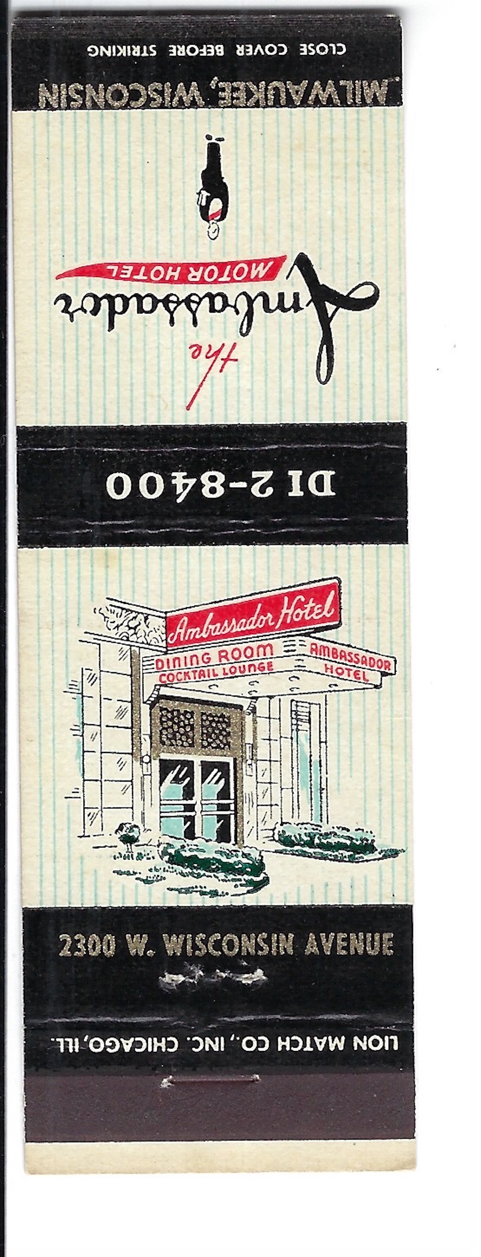 Ambassador Hotel Milwaukee Wisconsin Matchbook Dahmer