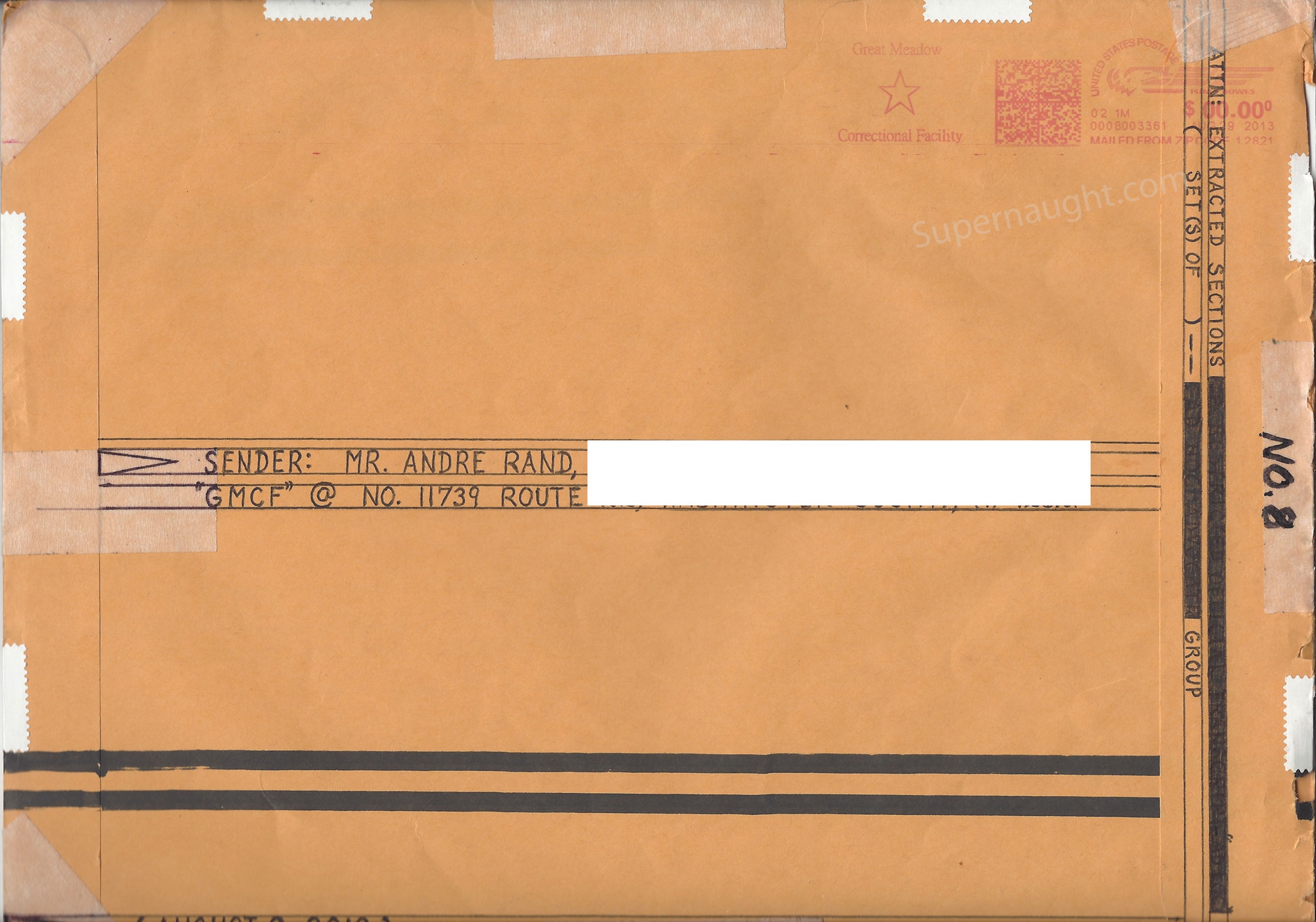 Andre Rand Paperwork with Signed Prison Envelope