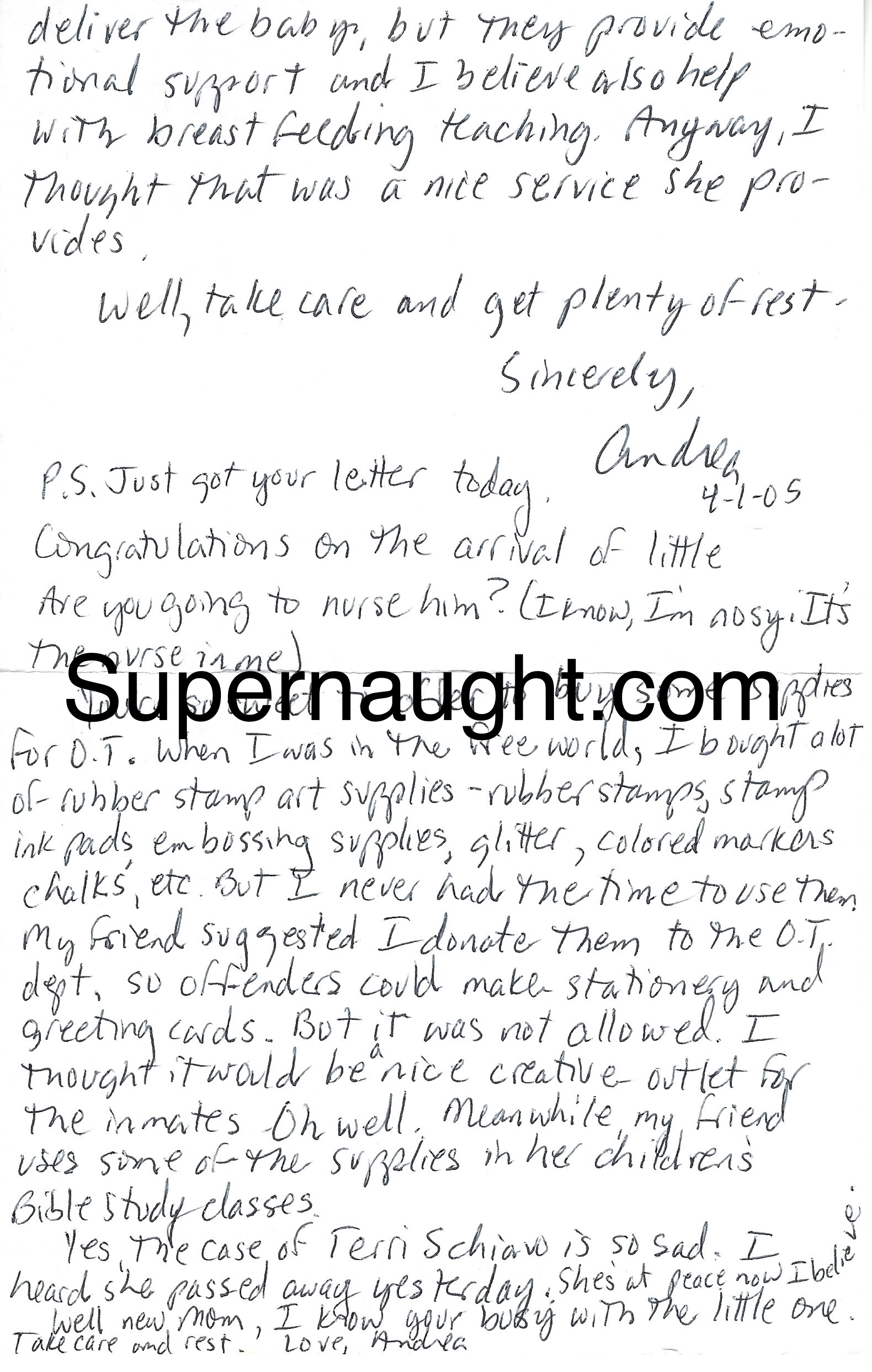 Andrea Yates Letter and Envelope Both Signed