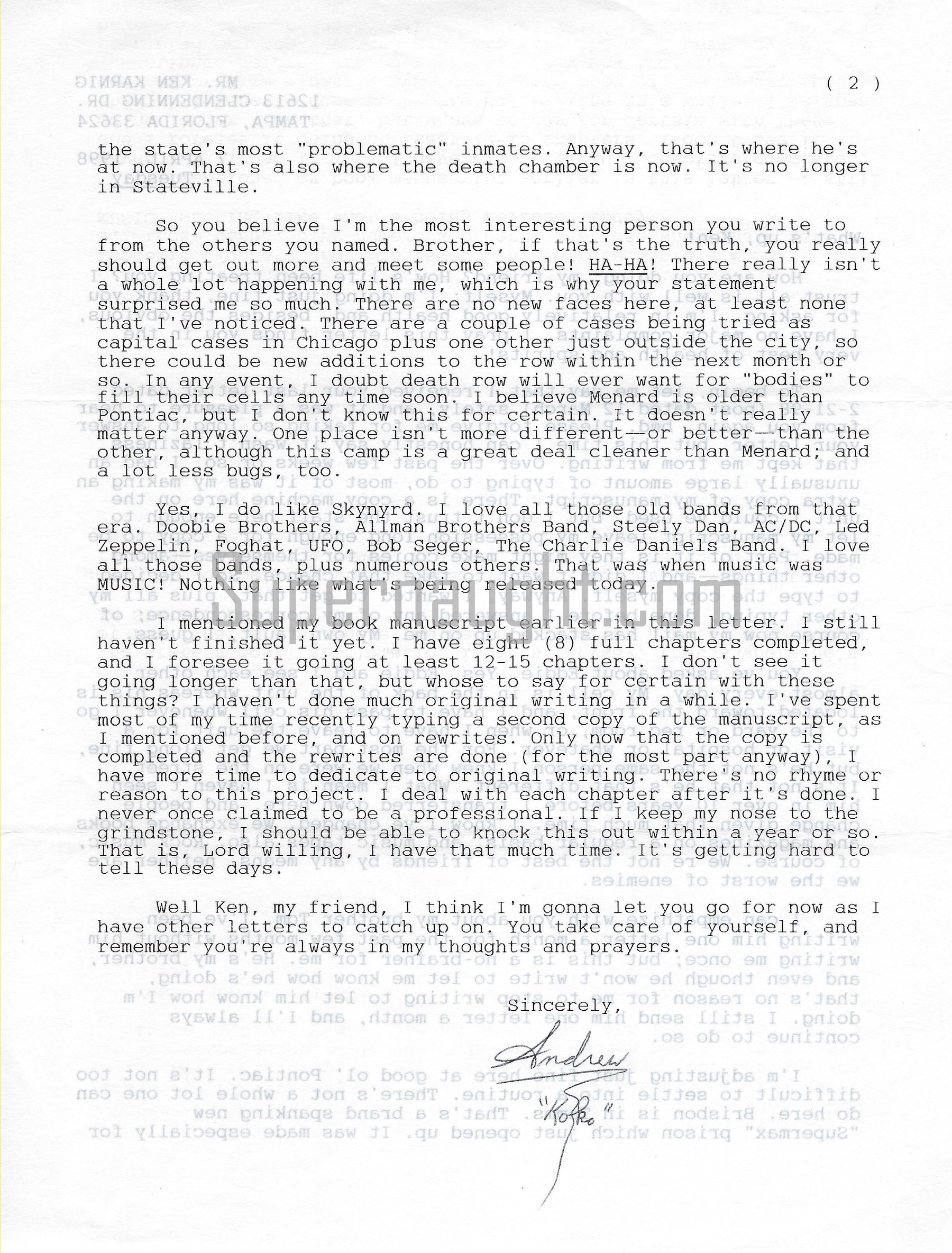 Andrew Kokoraleis Letter Signed with Envelope Set