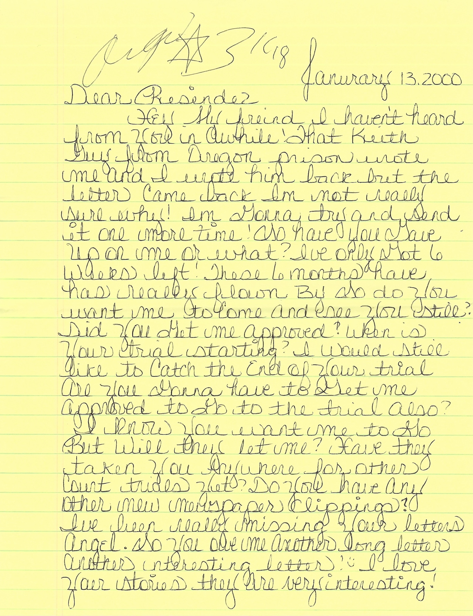 Angel Resendiz Jan 2000 Letter to Resendiz Signed Angel image 2