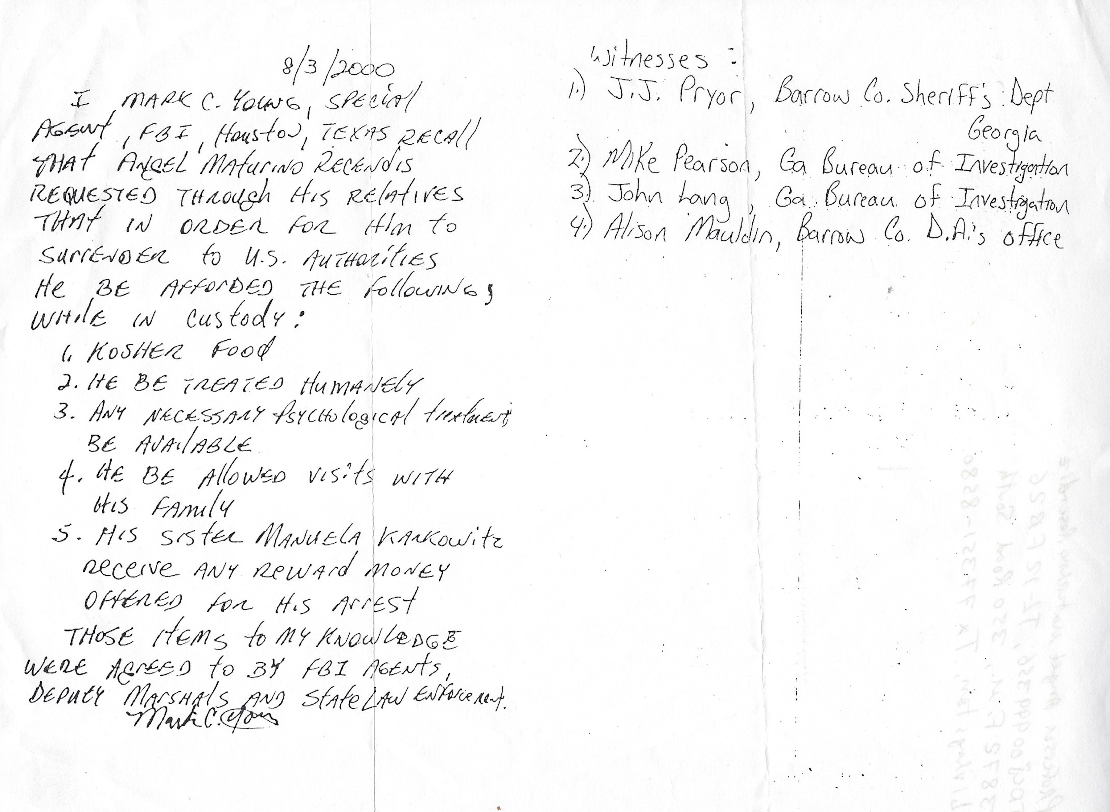 Angel Resendiz Surrender Request Signed