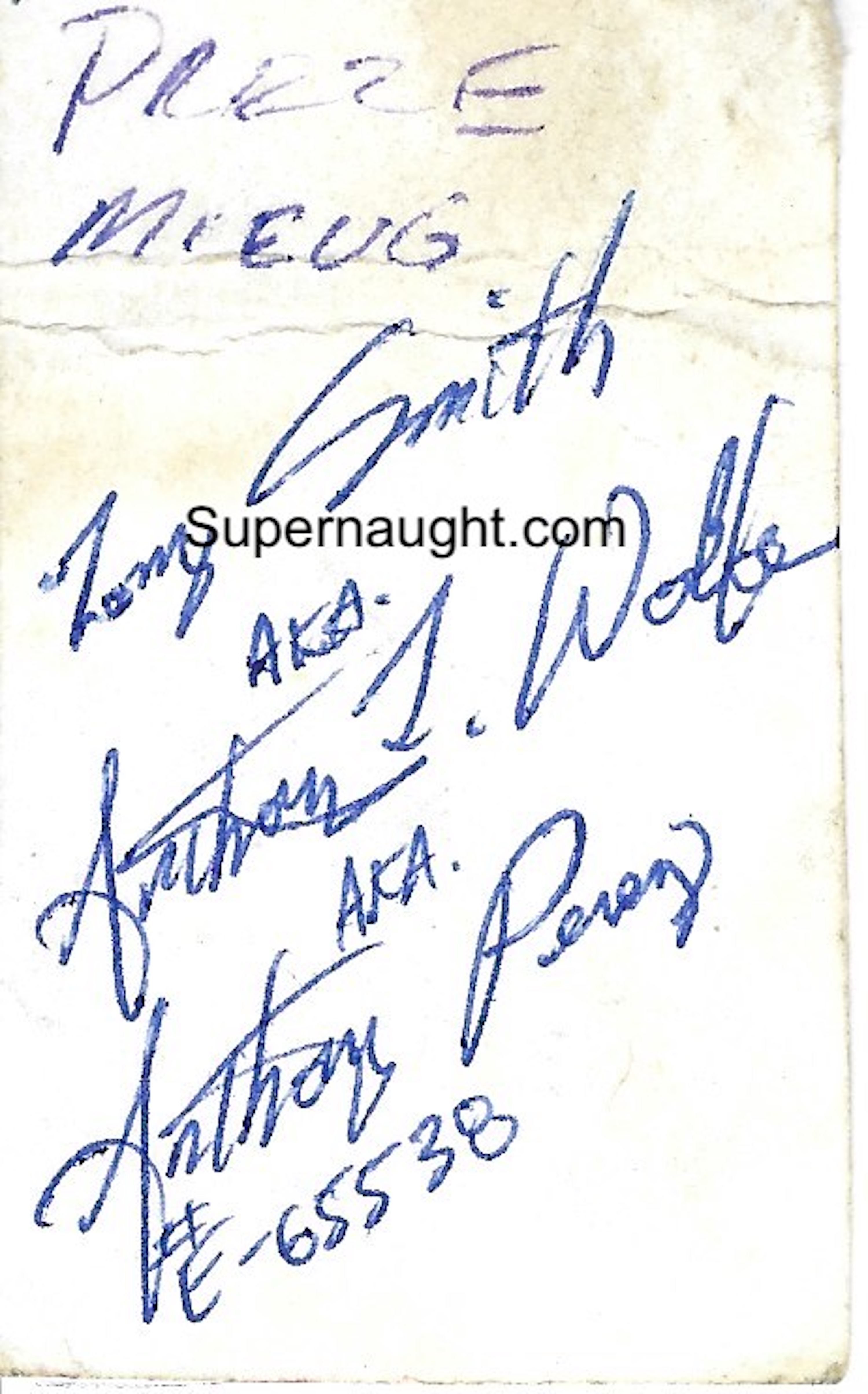 Anthony Wolfe Mugshot Booked Under His Alias Signed image 2