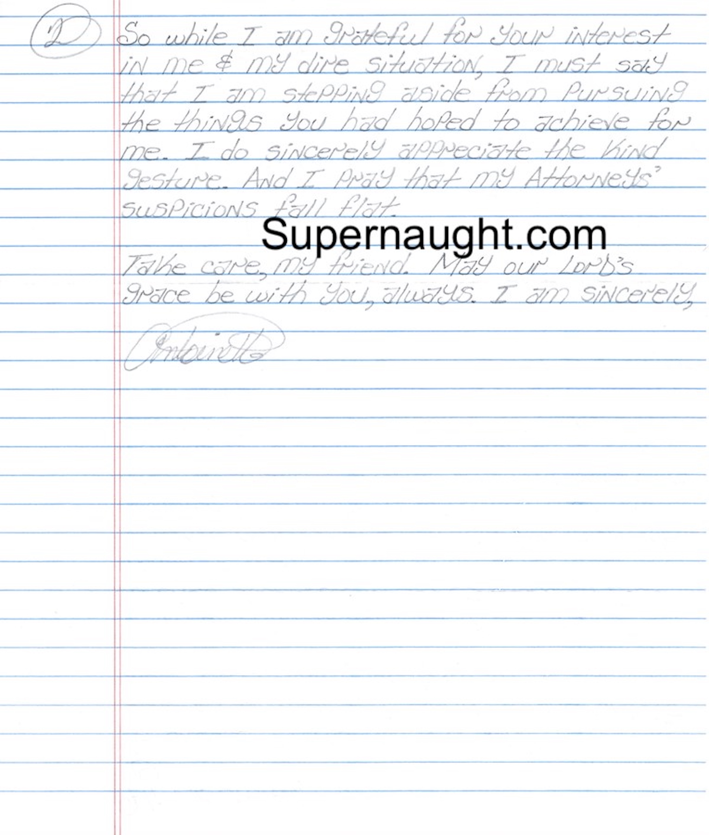 Antoinette Frank Signed Letter With Envelope Set