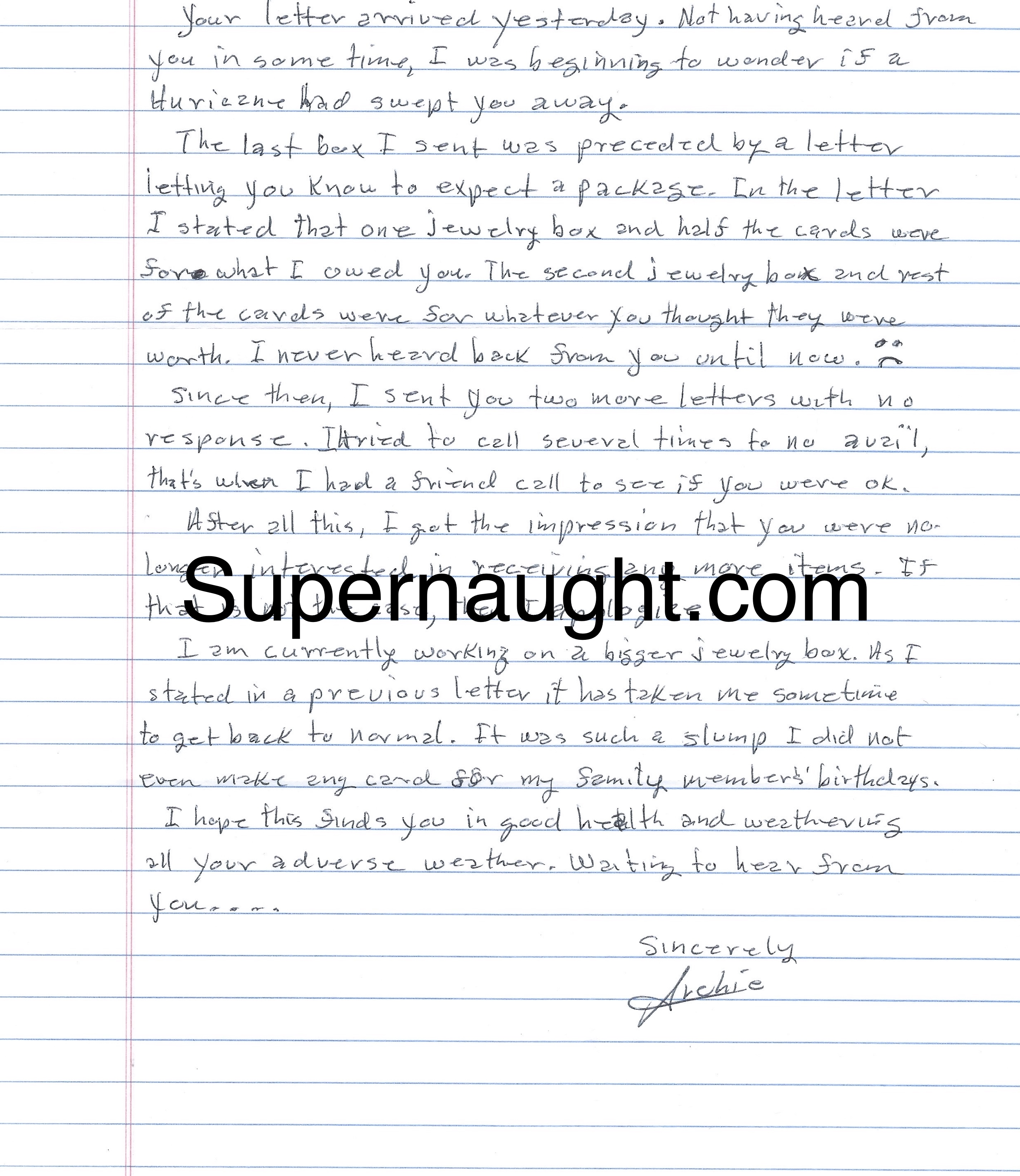 Arch Sloan Letter Envelope Set Both Signed