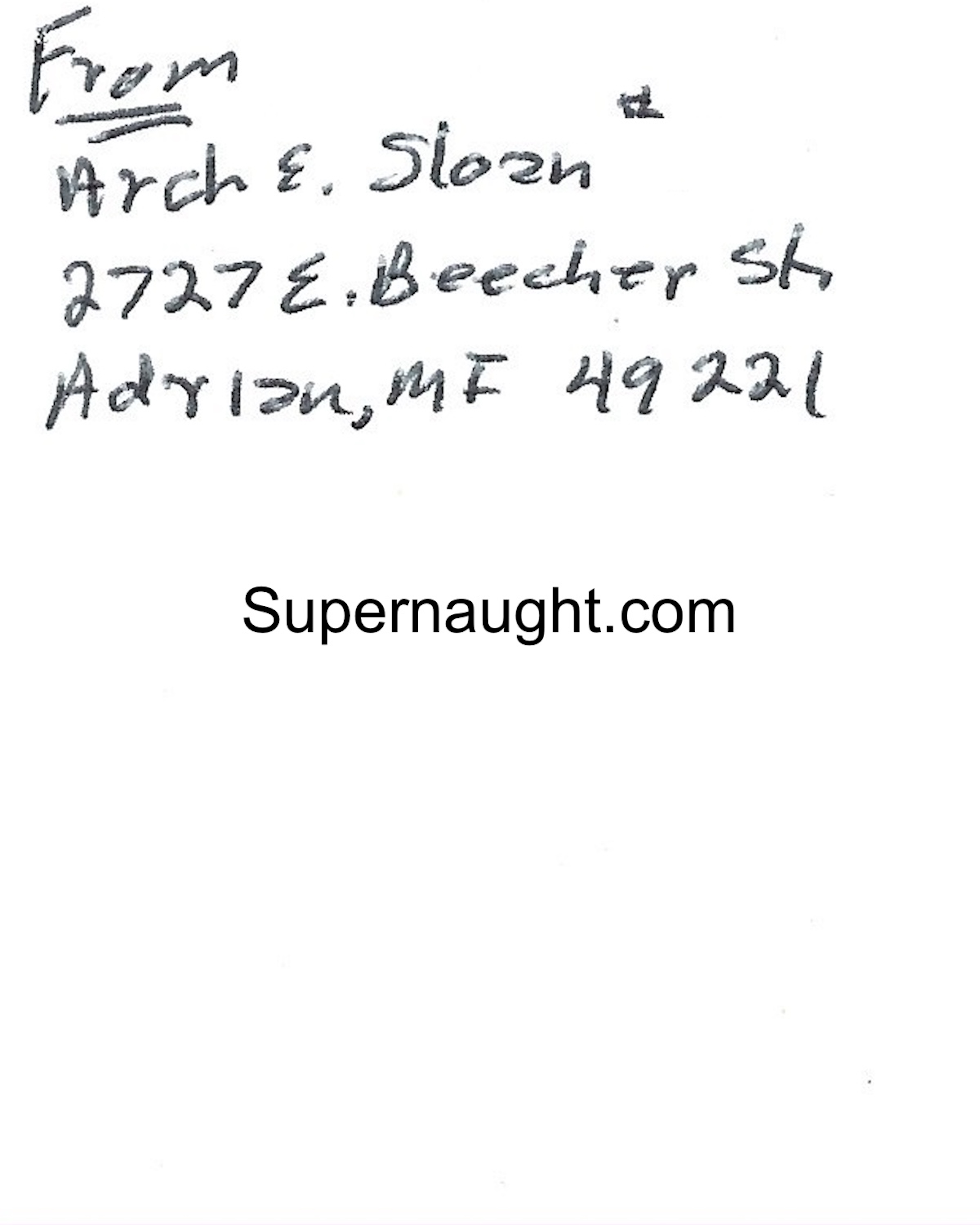Arch Sloan Signature with Return Address OCCK