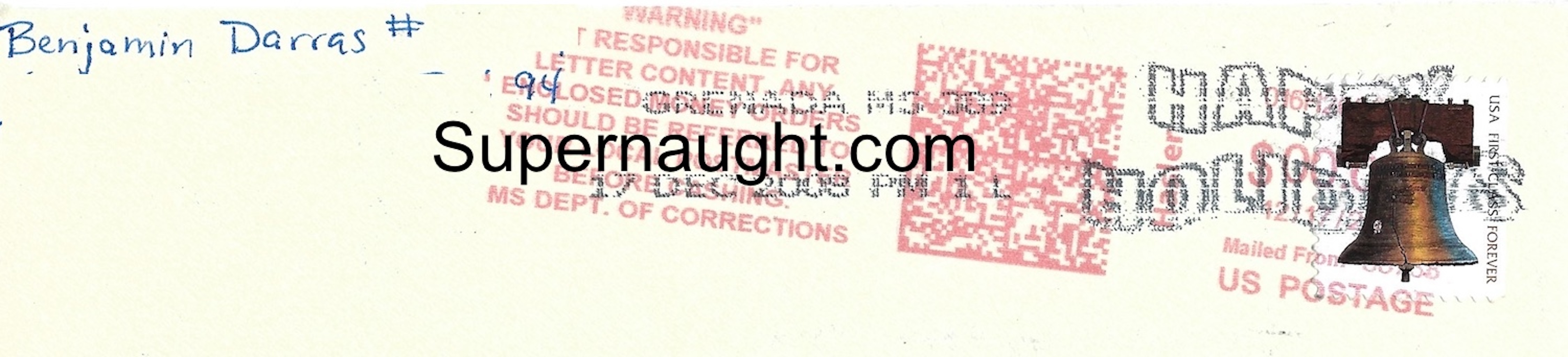Benjamin Darras Christmas Card and Envelope Portion Both Signed image 4