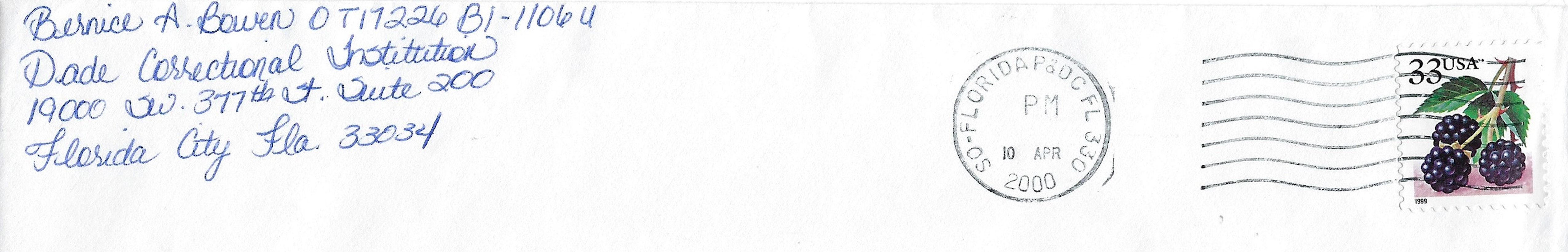 Bernice Bowen Signed Envelope
