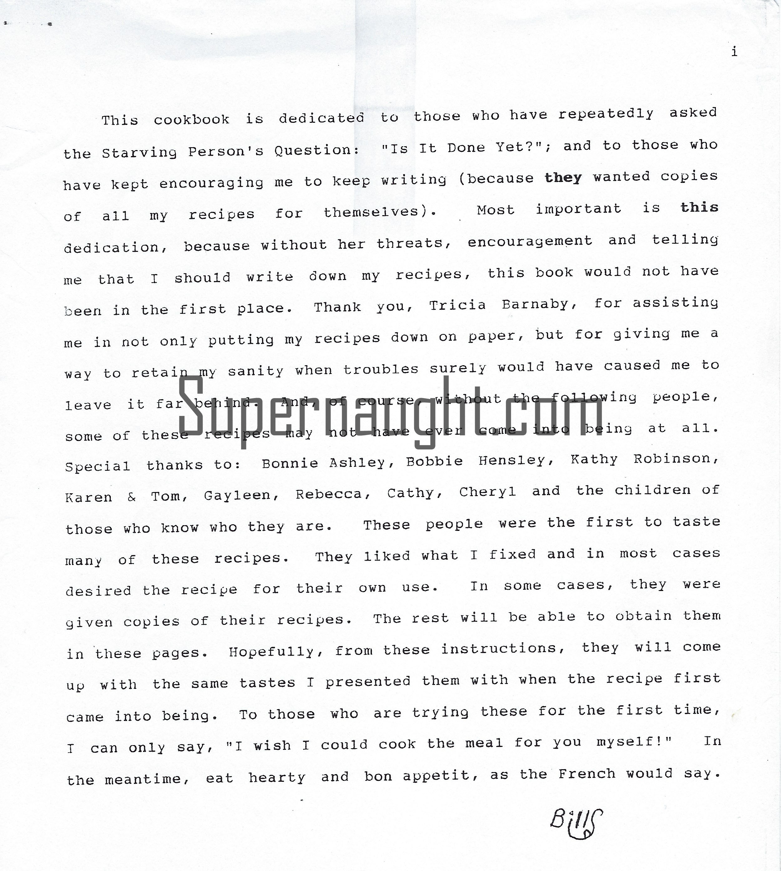 Bill Suff Recipe Cookbook