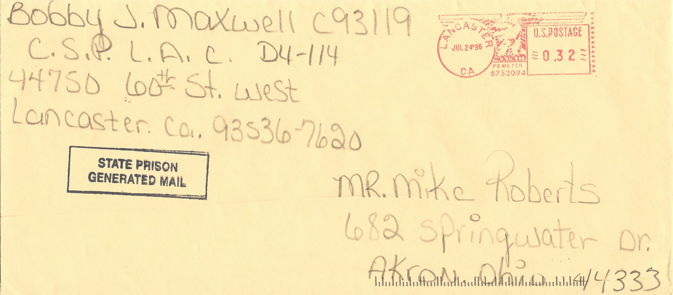 Bobby Joe Maxwell Letter Artwork and Envelope Set Both Signed image 3
