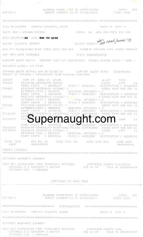 Bobby Ray Gilbert Signed Disciplinary Summary 6 Pages image 3