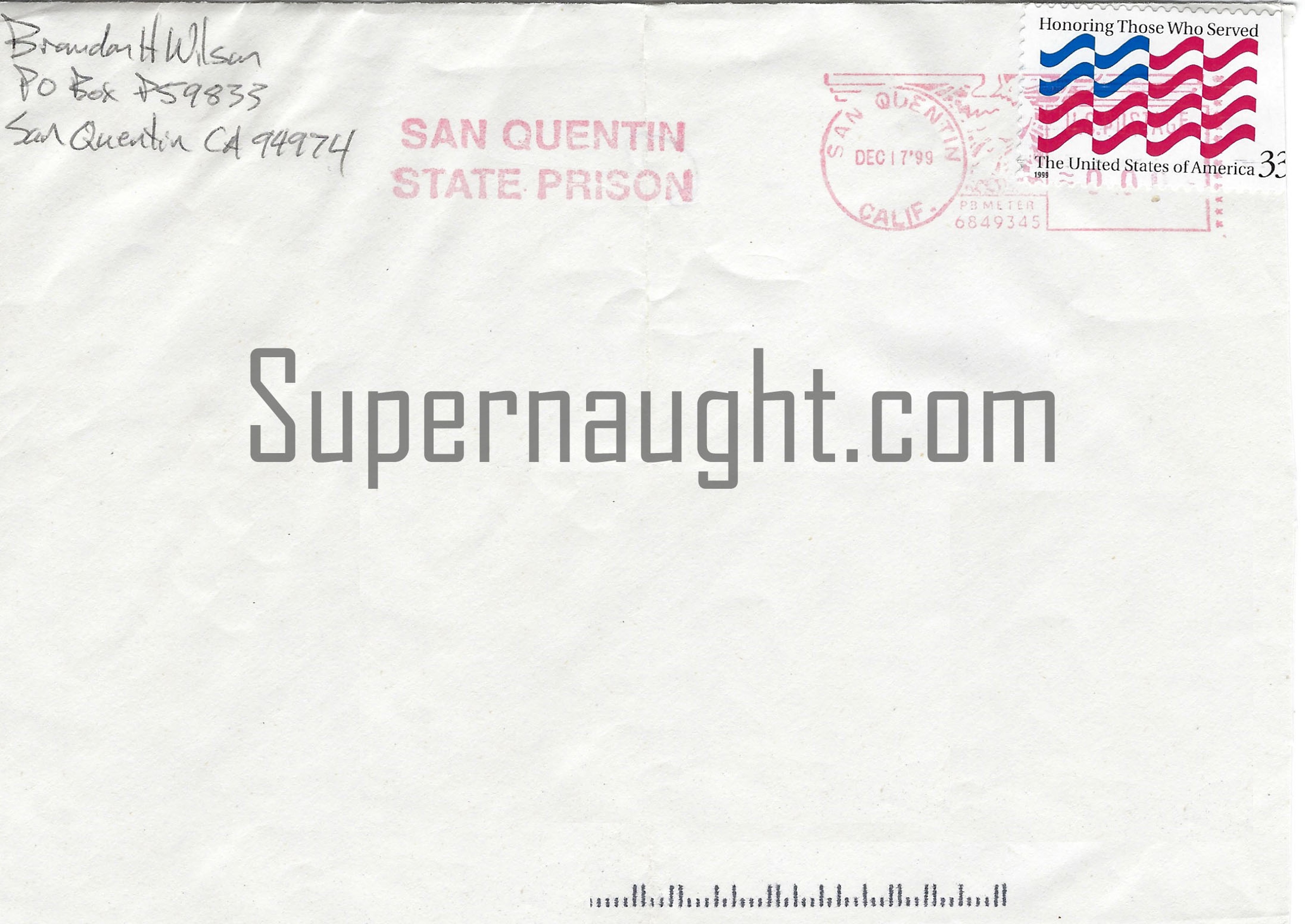 Brandon Wilson Signed Envelope With Newspaper Article