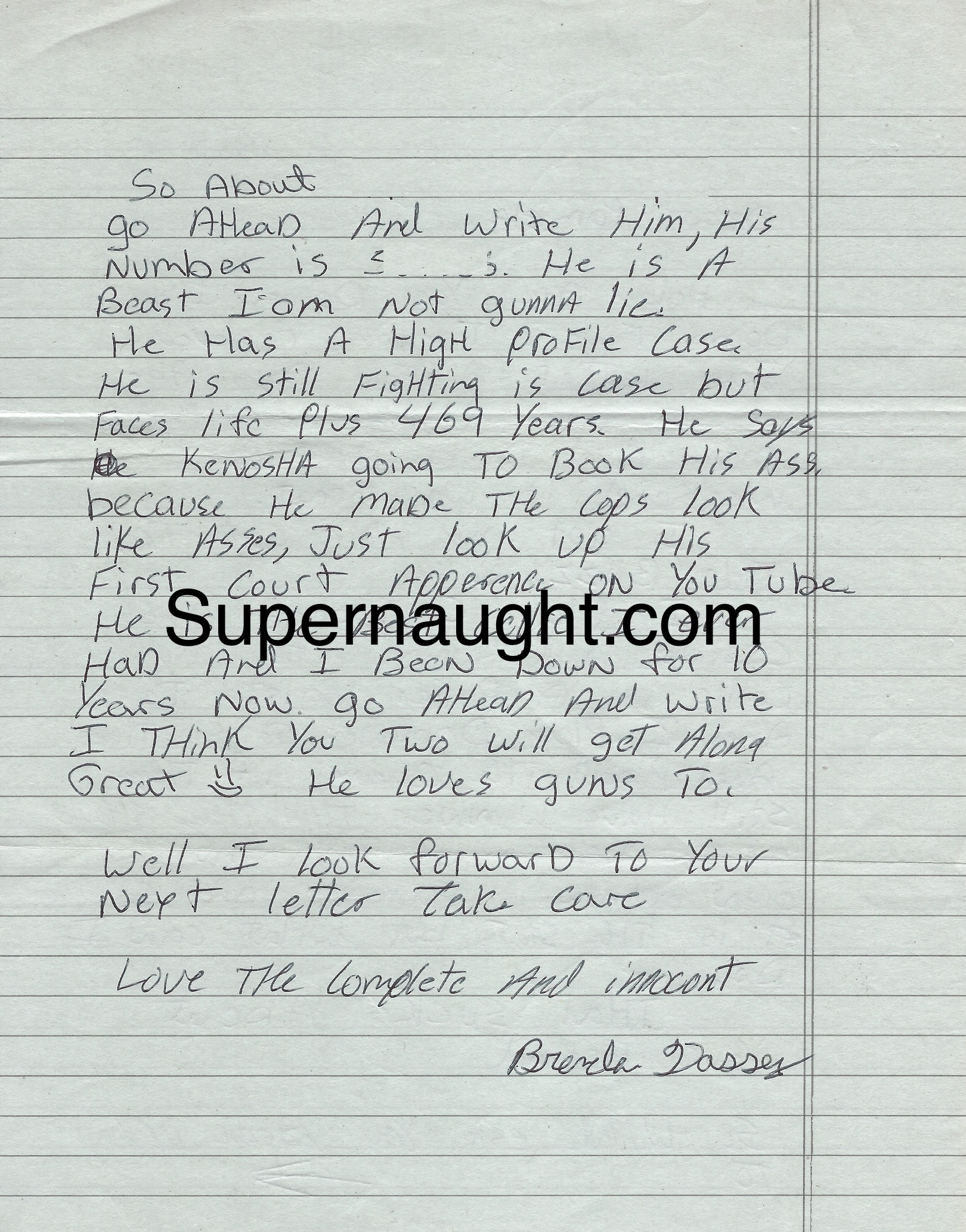 Brendan Dassey Signed Letter with Envelope Set image 2
