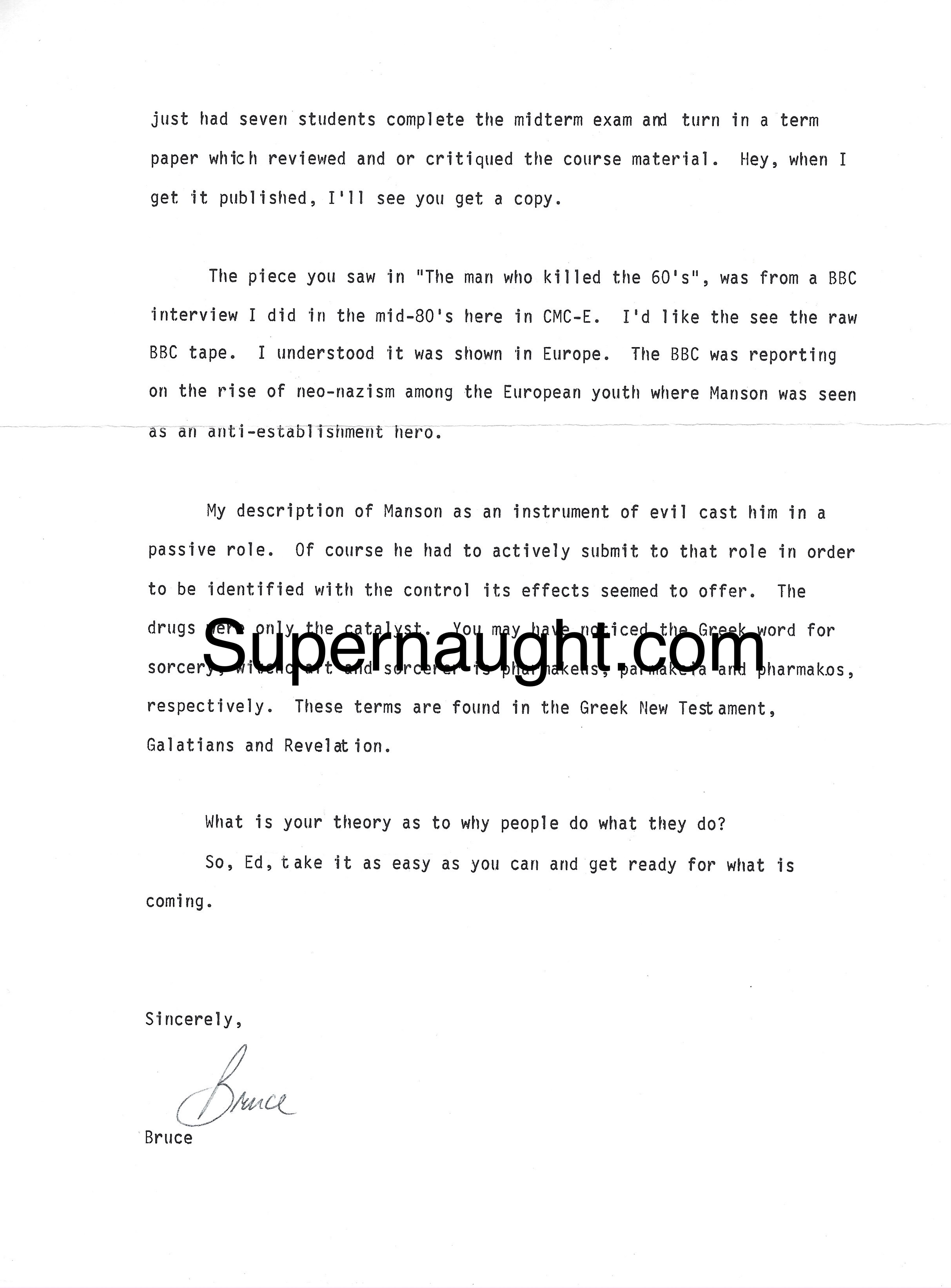Bruce Davis Two Page Letter and Envelope Set Both Signed