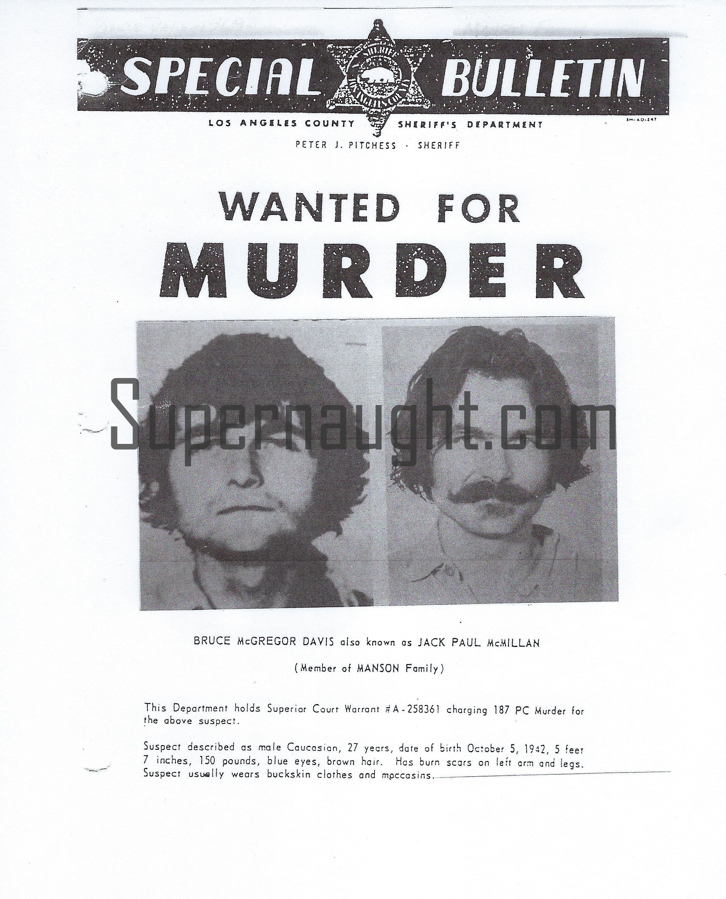 Bruce Davis Wanted for Murder Two Replica Posters
