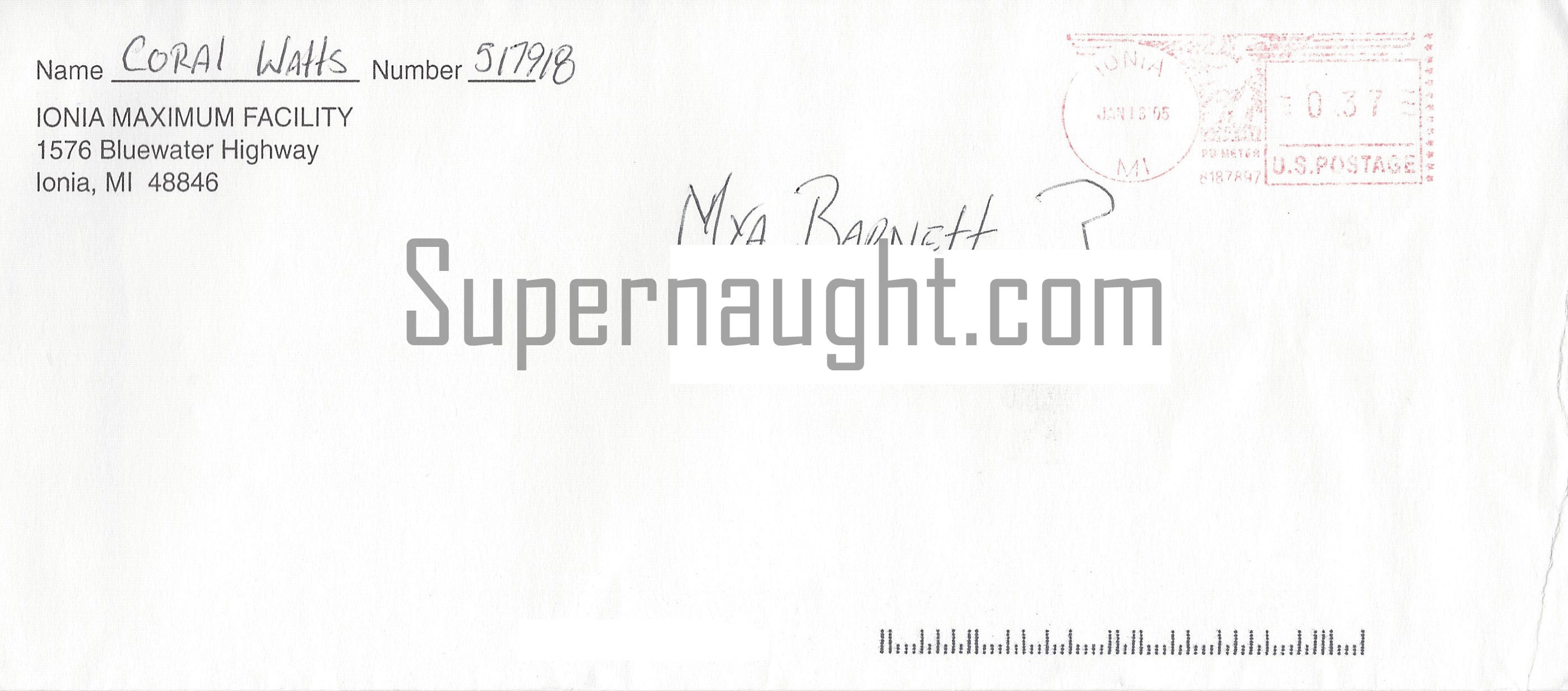 Carl Watts Signed Prison Envelope