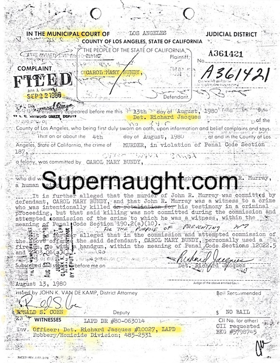 Carol Bundy 1989 Felony Complaint