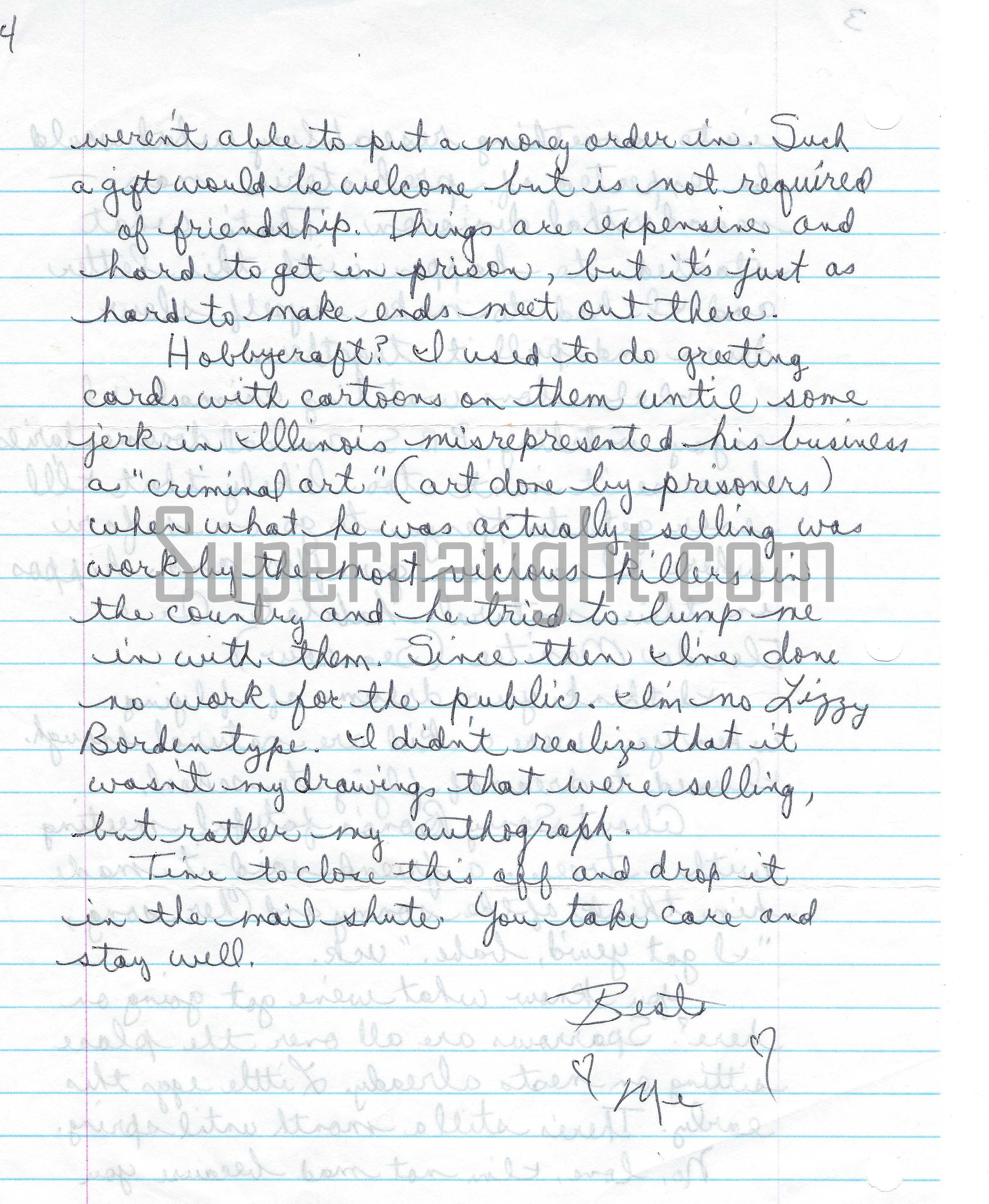 Carol Bundy Four Page Letter with Signed Envelope image 2