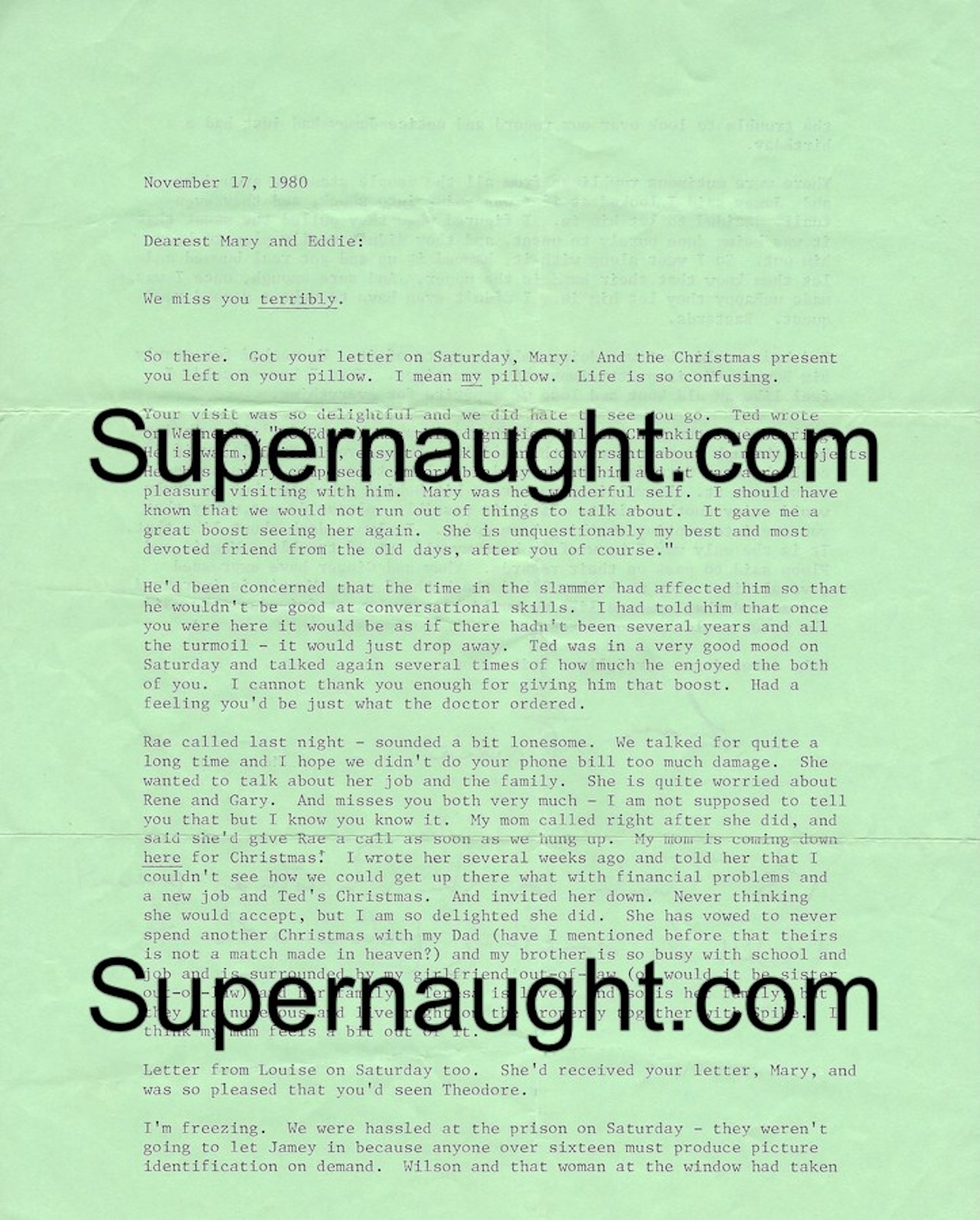 Carole Boone Bundy Signed Letter With Envelope