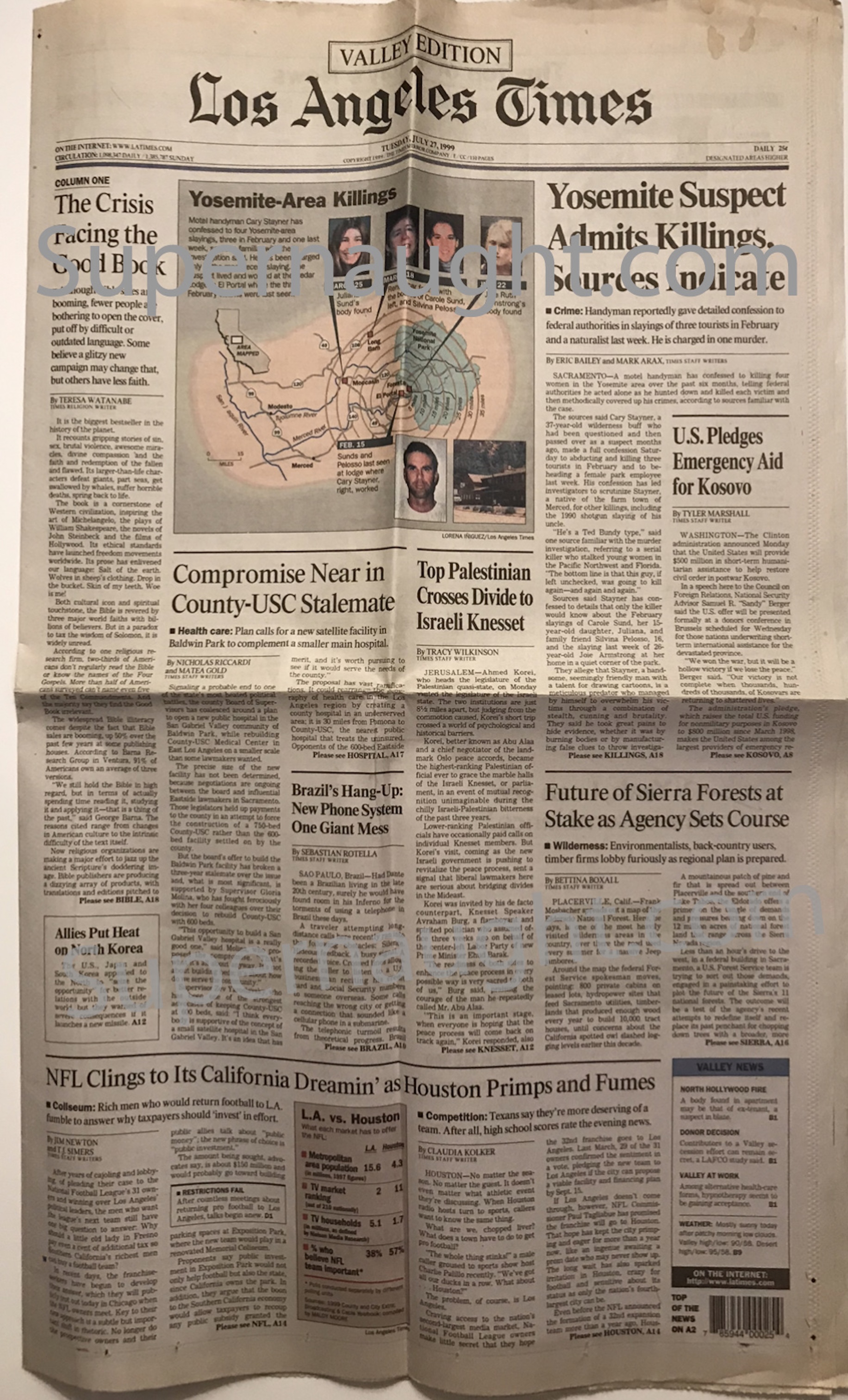 Cary Stayner Yosemite Suspect Admits Killings LA Times July 27 1999