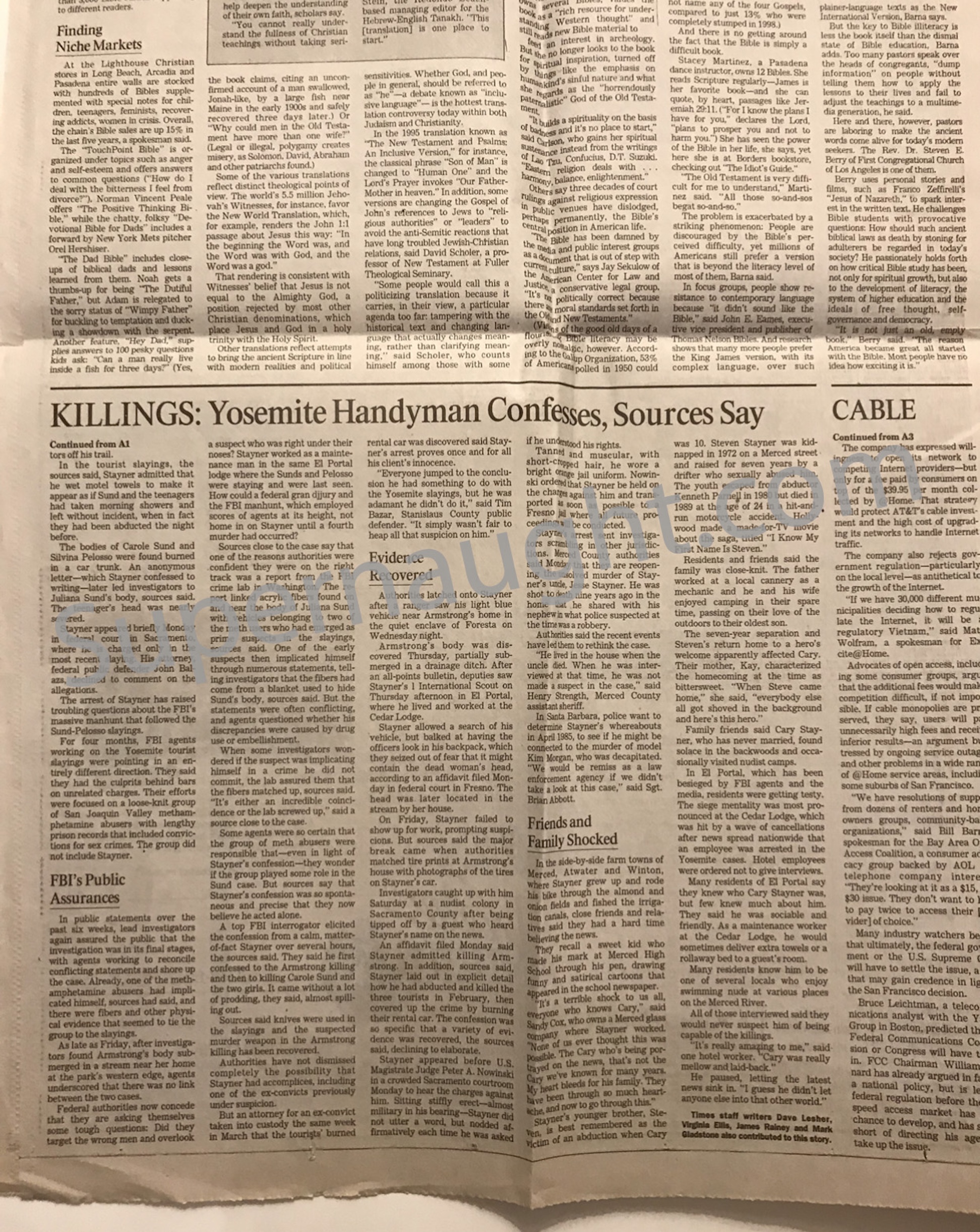 Cary Stayner Yosemite Suspect Admits Killings LA Times July 27 1999 image 2