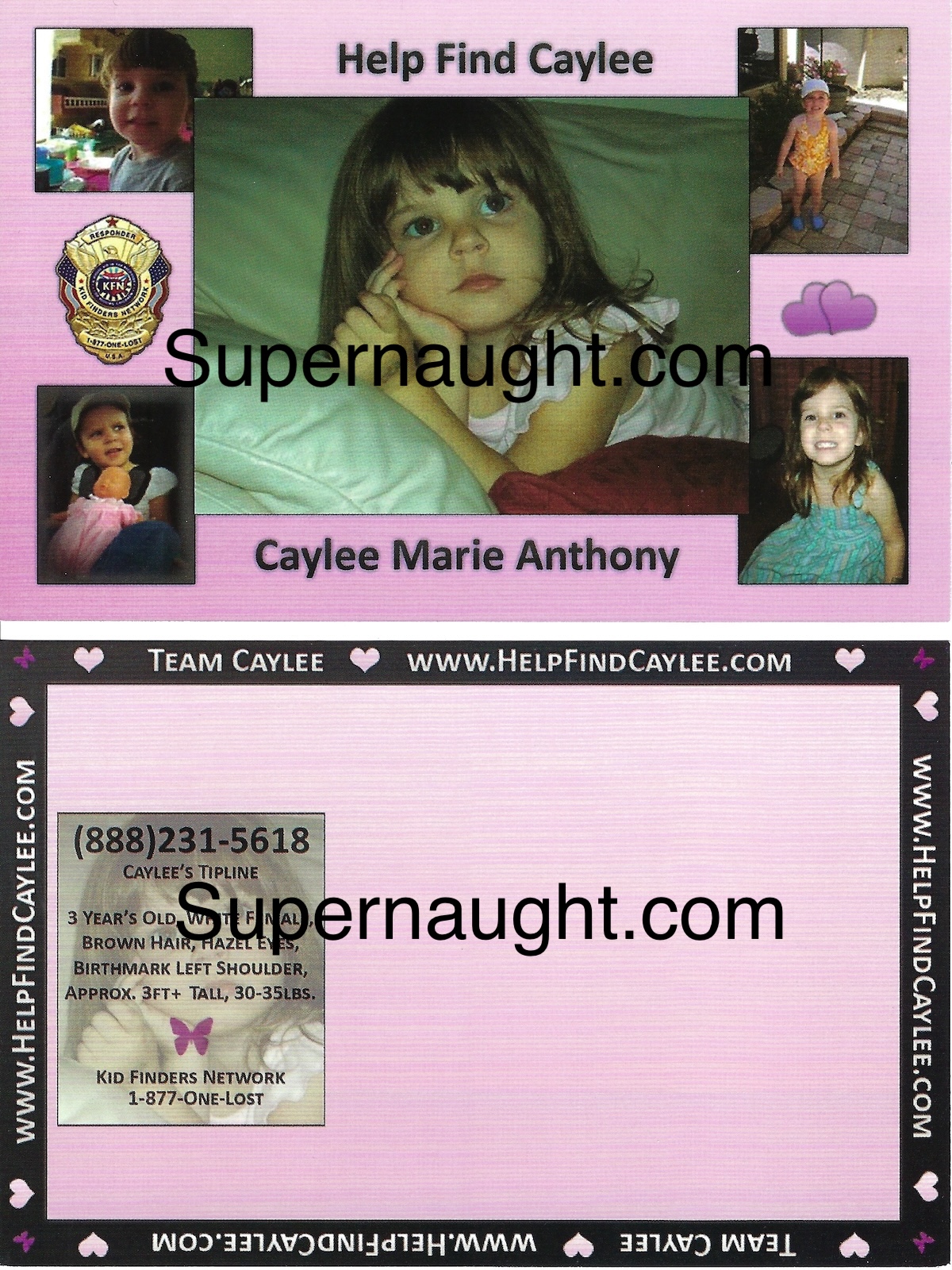 Caylee Anthony Have You Seen Me Postcard