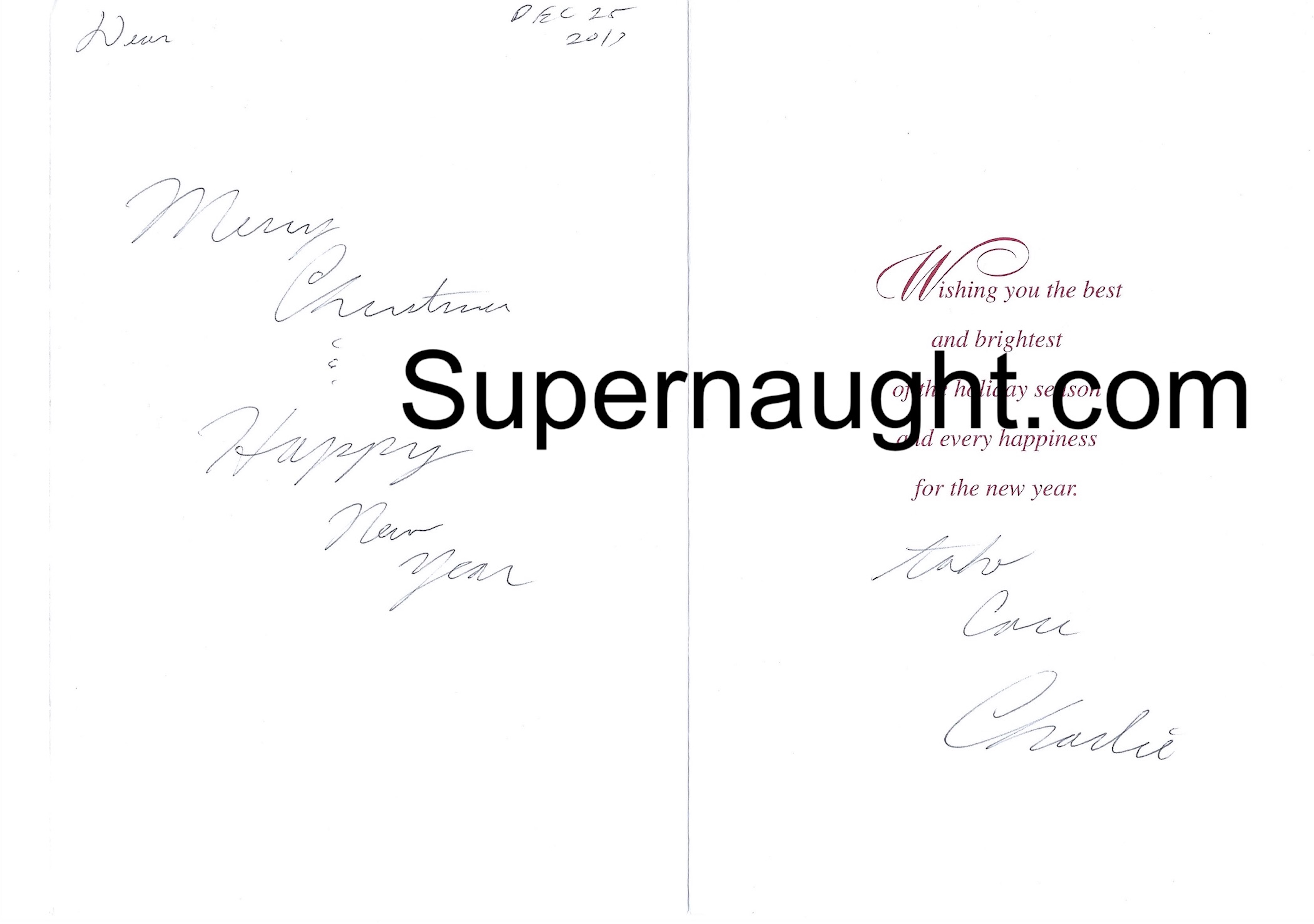 Charles Cullen Signed Christmas Card
