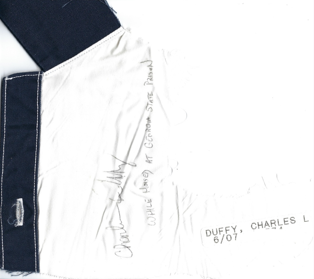Charles Duffy Portion of Shirt with Signed Envelope