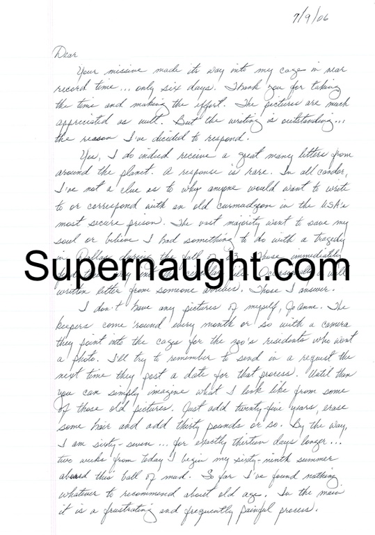 Charles Harrelson 7 Page Handwritten Letter and Envelope Set Both Signed