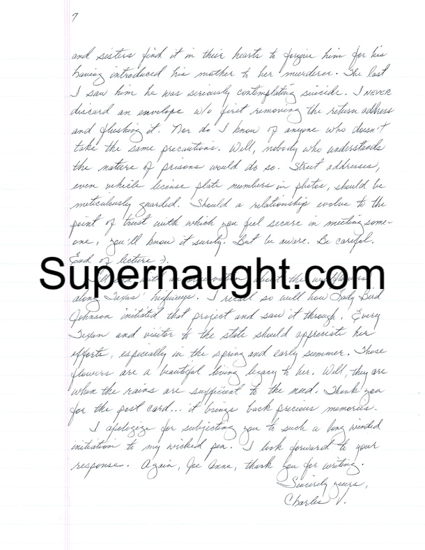 Charles Harrelson 7 Page Handwritten Letter and Envelope Set Both Signed image 2