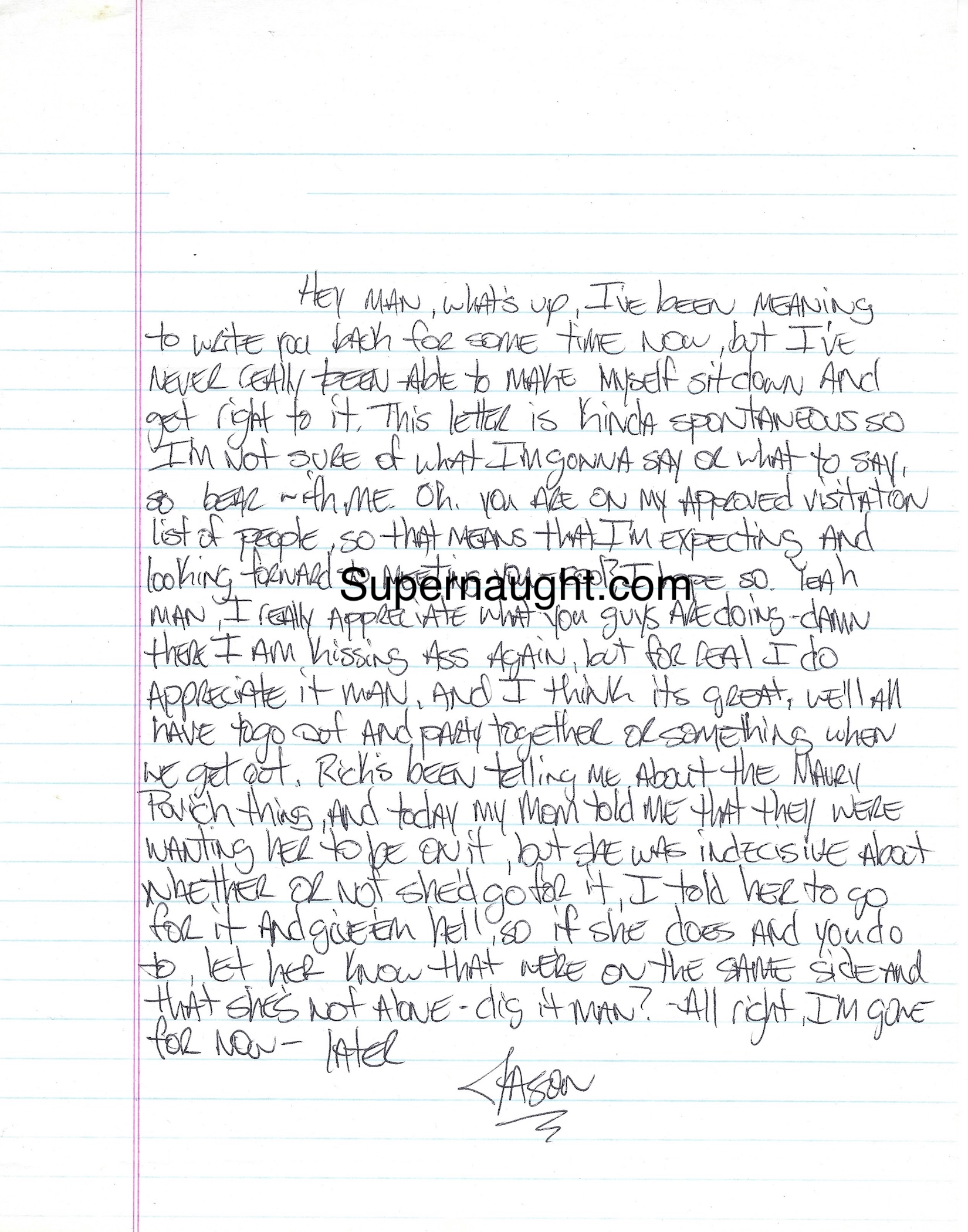 Charles Jason Baldwin Signed Letter