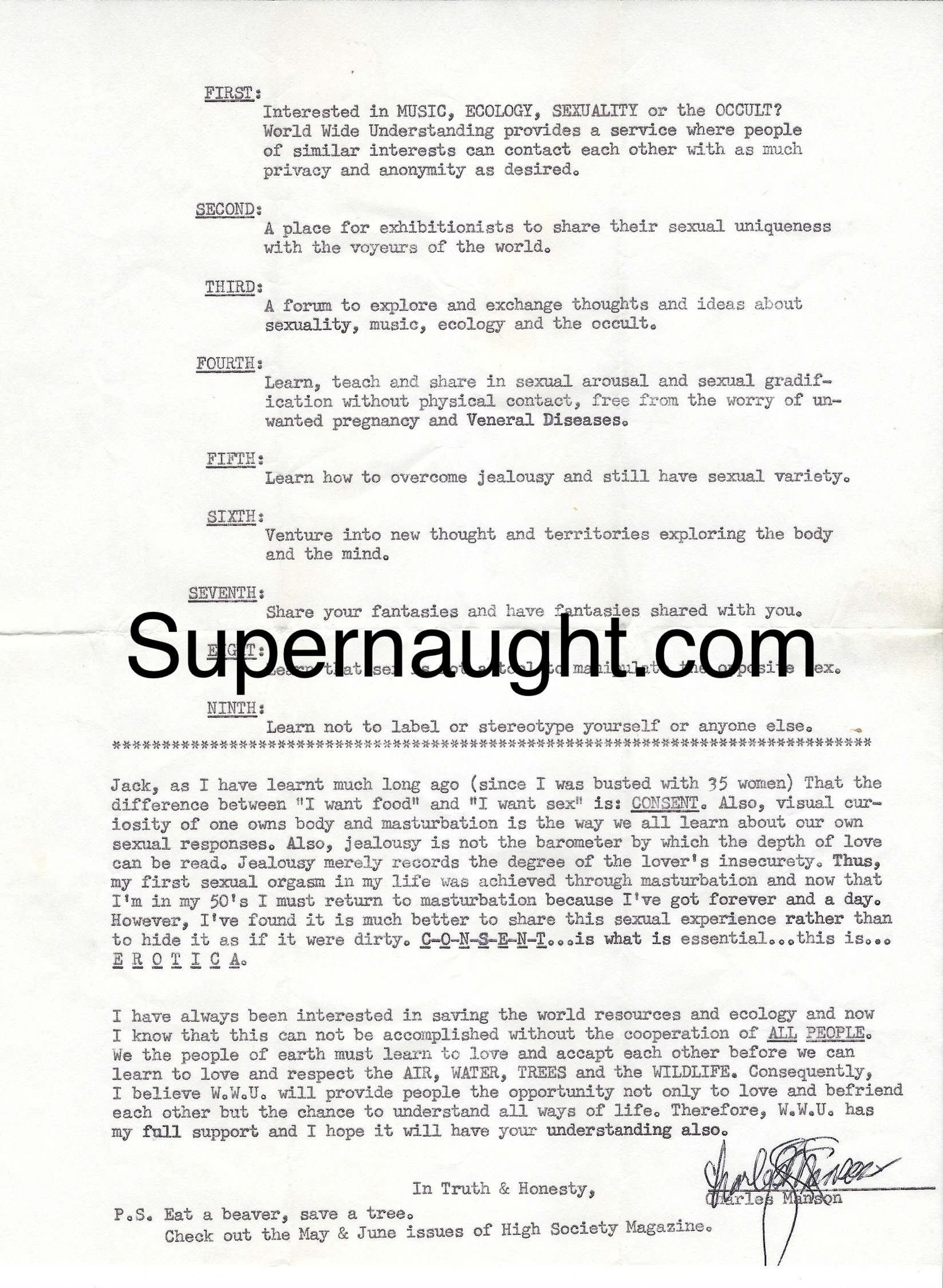 Charles Manson 1985 Letter and Envelope Set Signed image 2