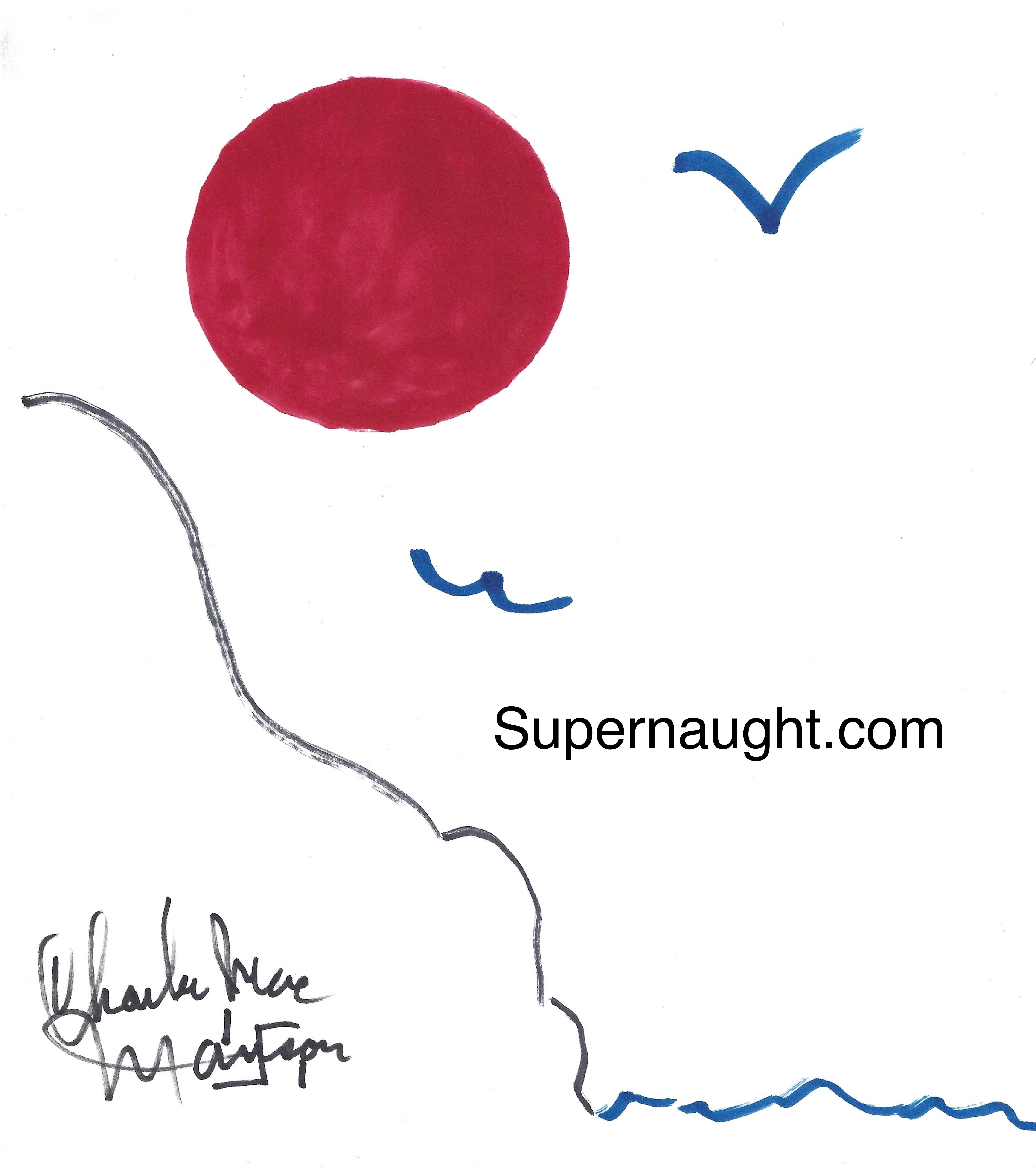 Charles Manson Sun and Birds Artwork Autographed