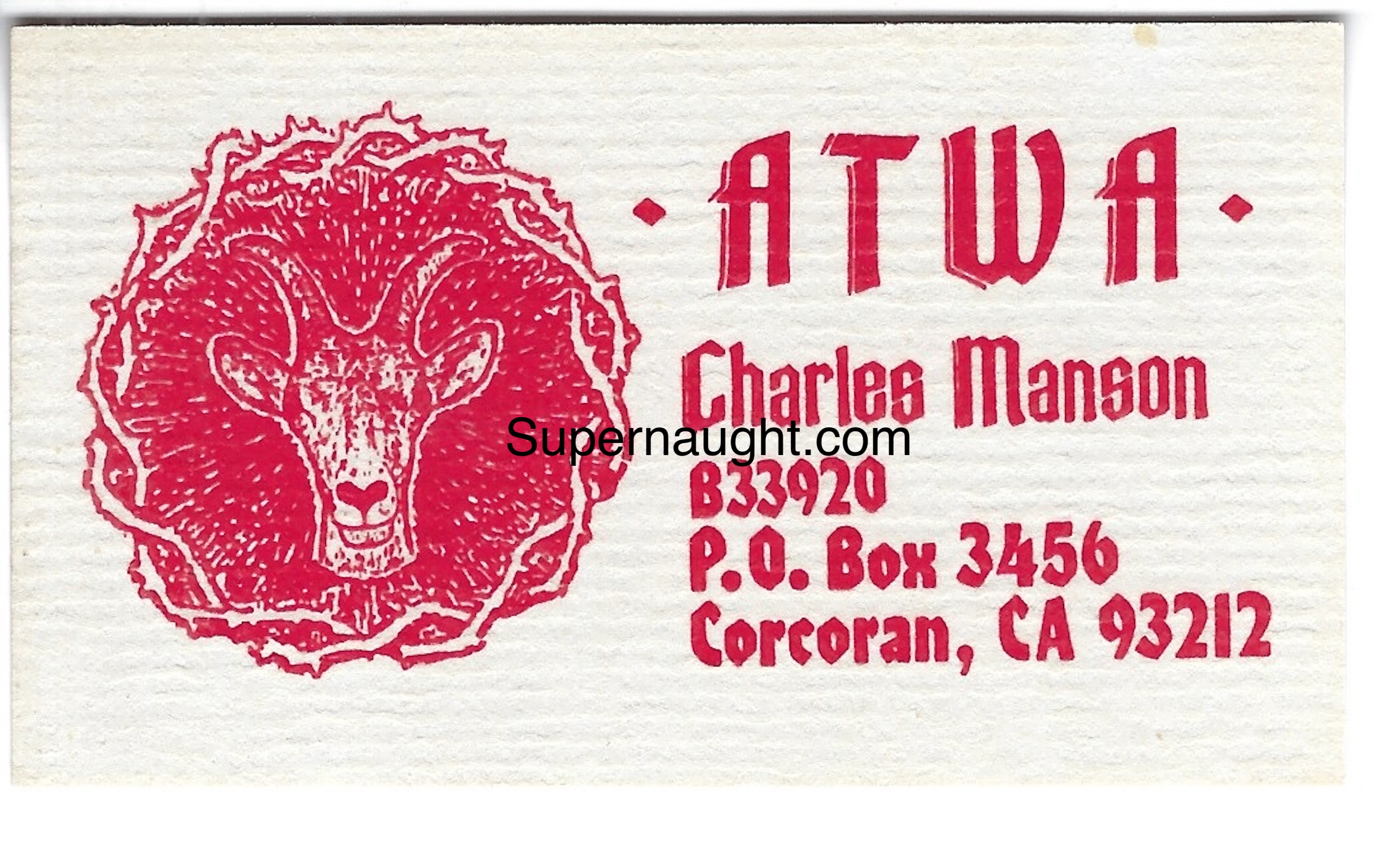 Charles Manson ATWA Card Autographed