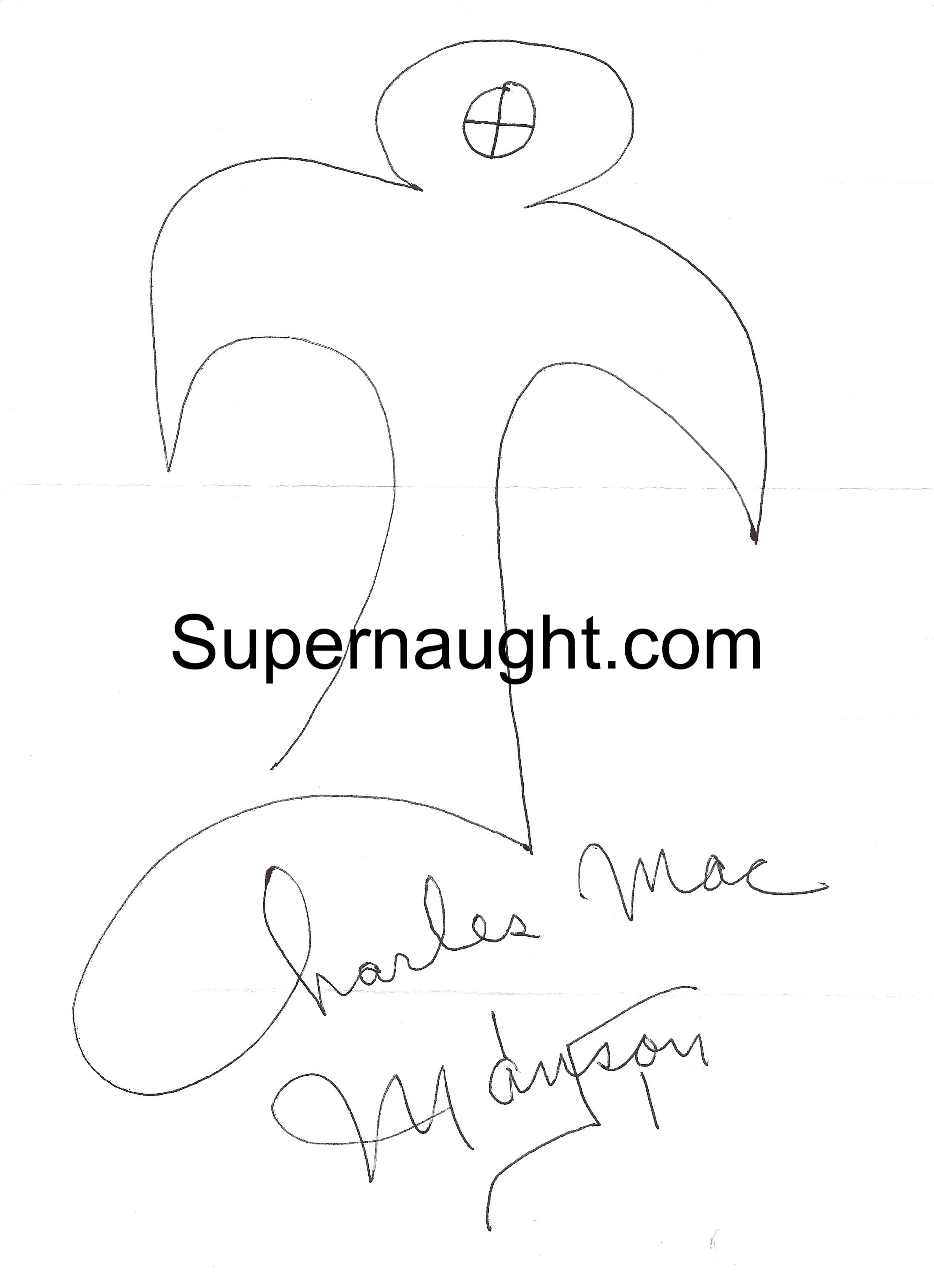 Charles Manson Autographed Angel Artwork