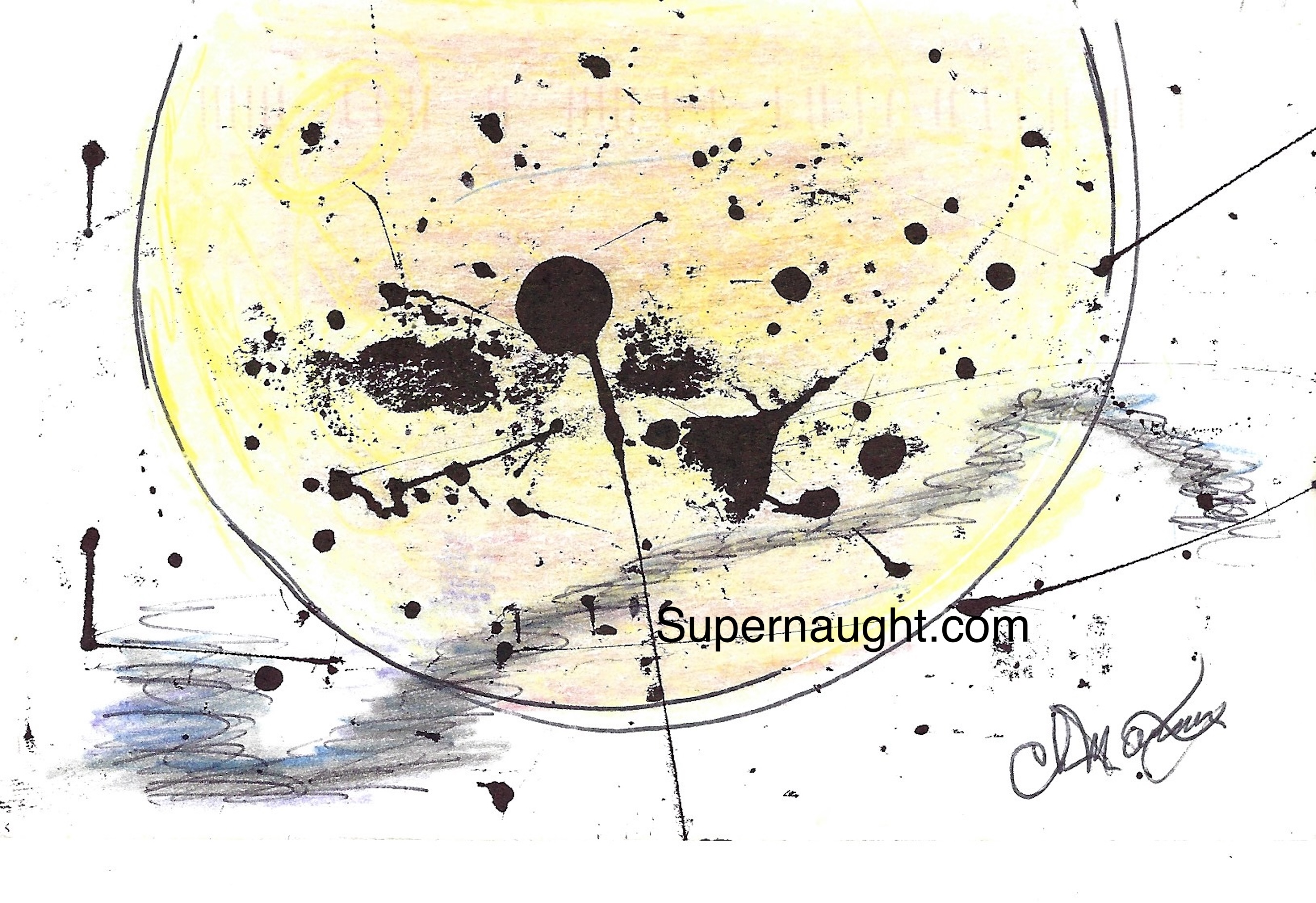 Charles Manson Autographed Artwork Postcard