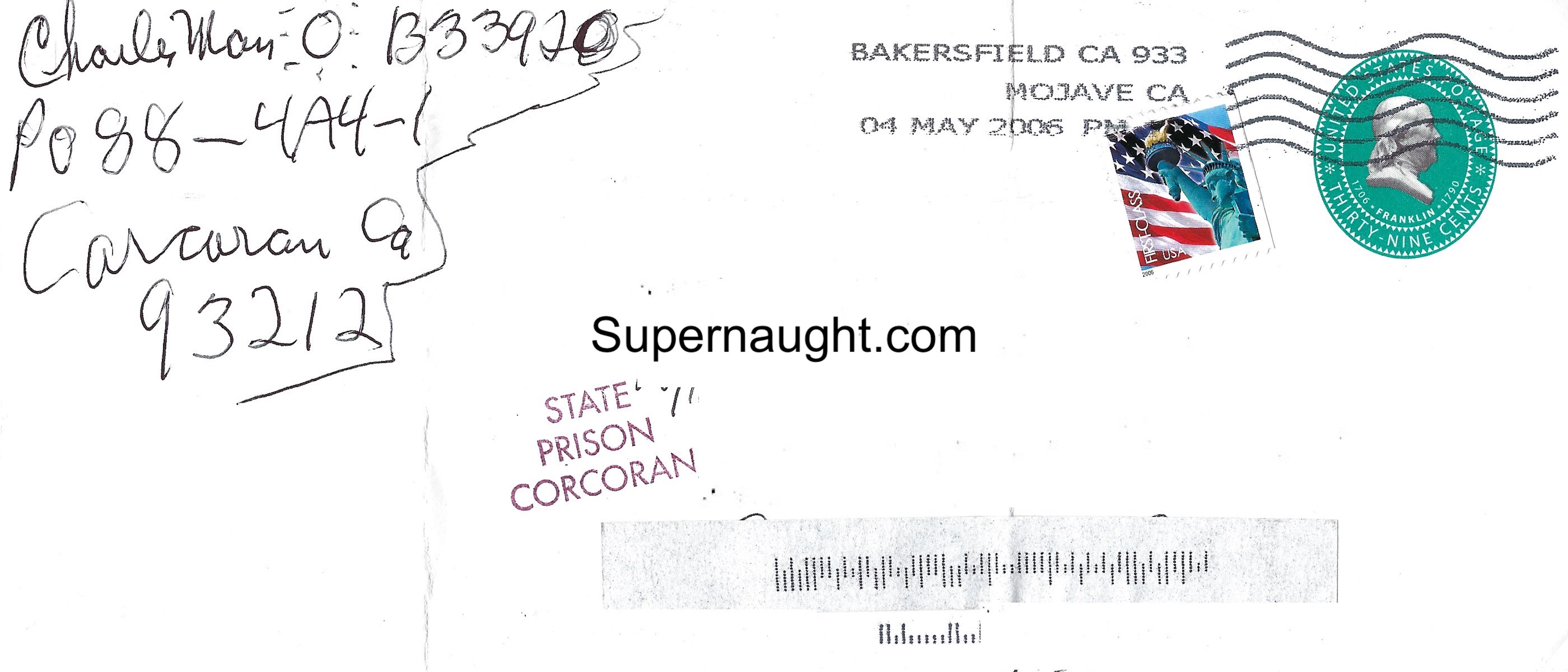 Charles Manson Autographed Envelope