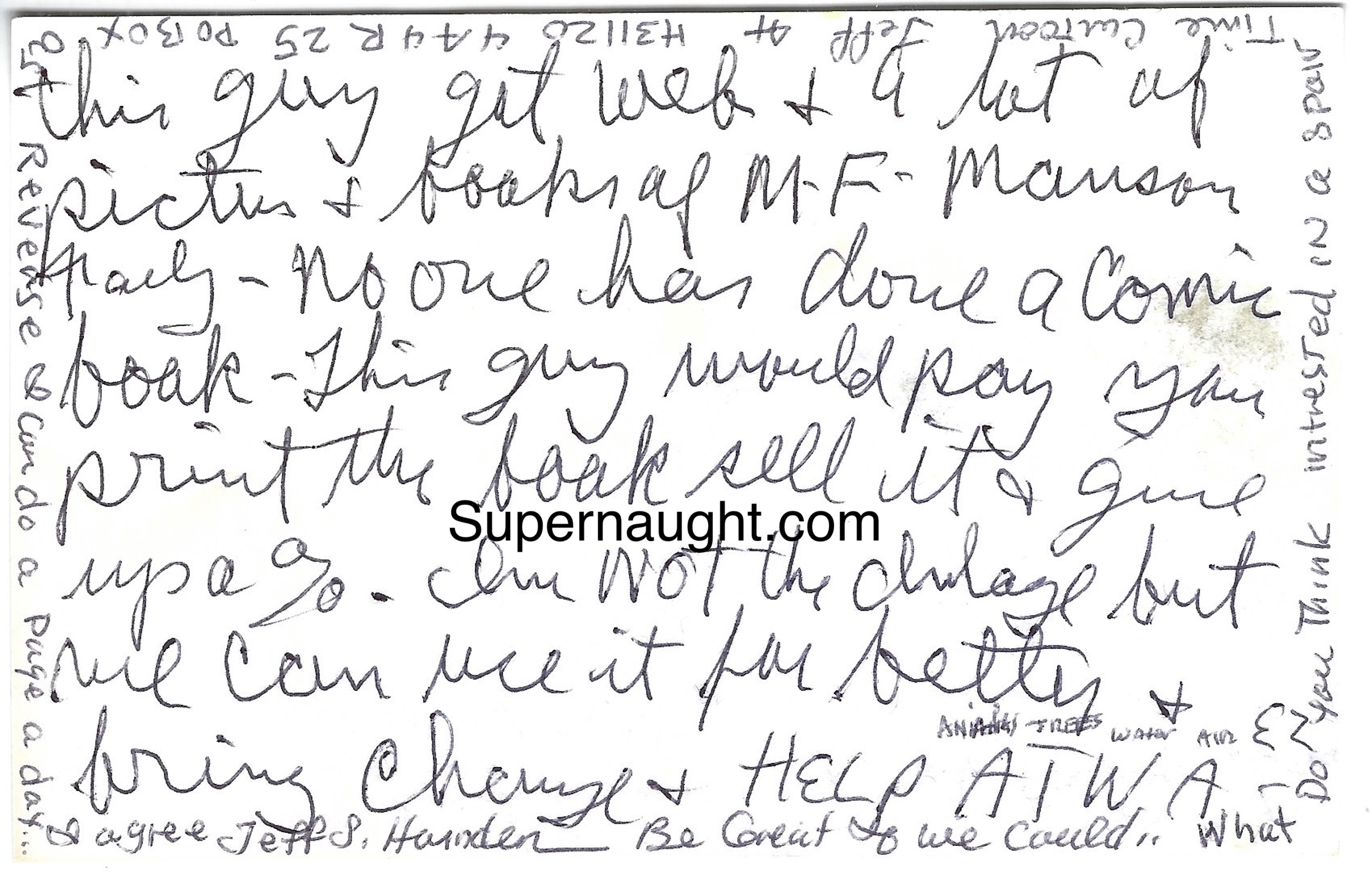 Charles Manson Autographed Postcard Manson Family