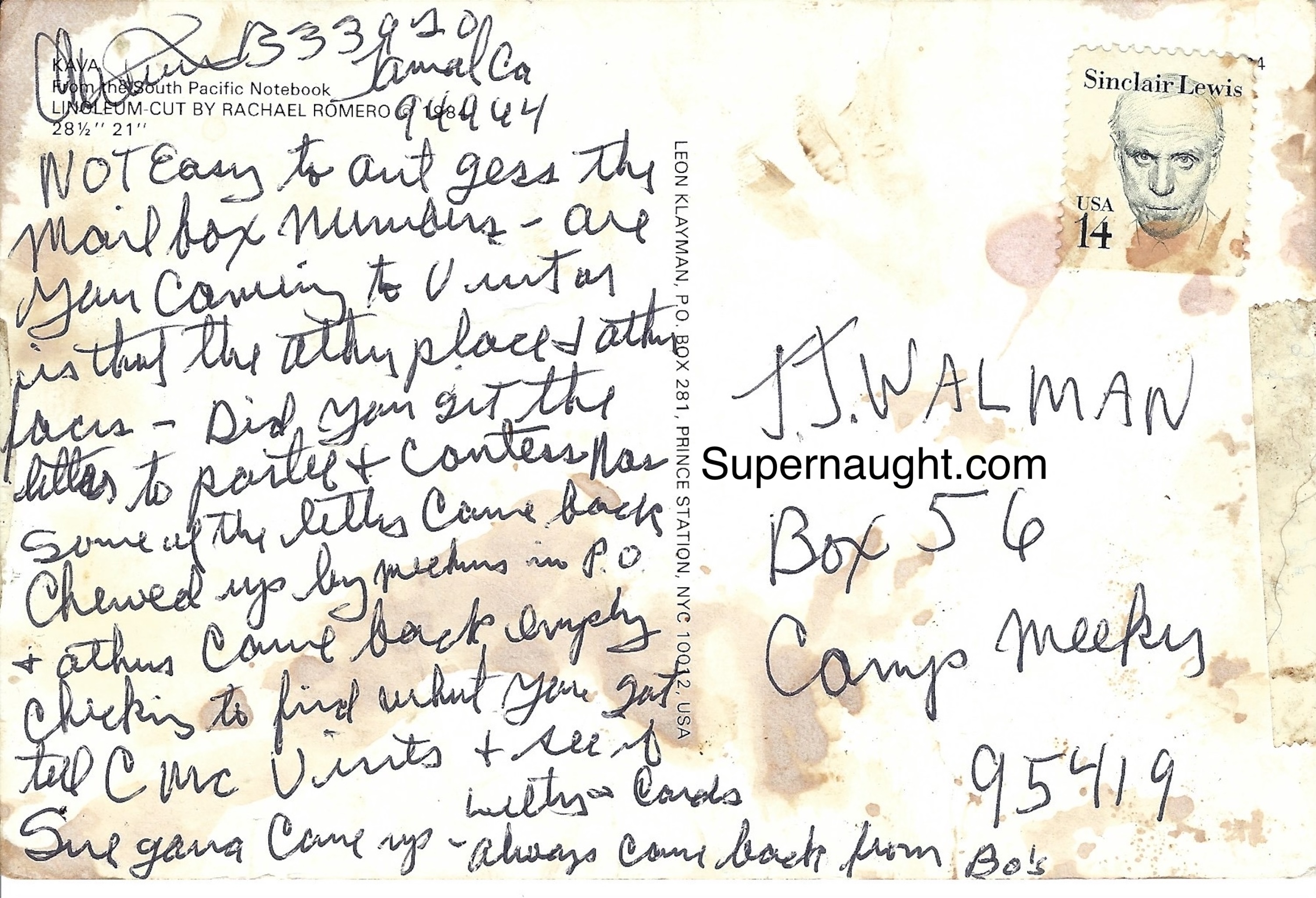 Charles Manson Autographed Postcard to TJ the Terrible Signed