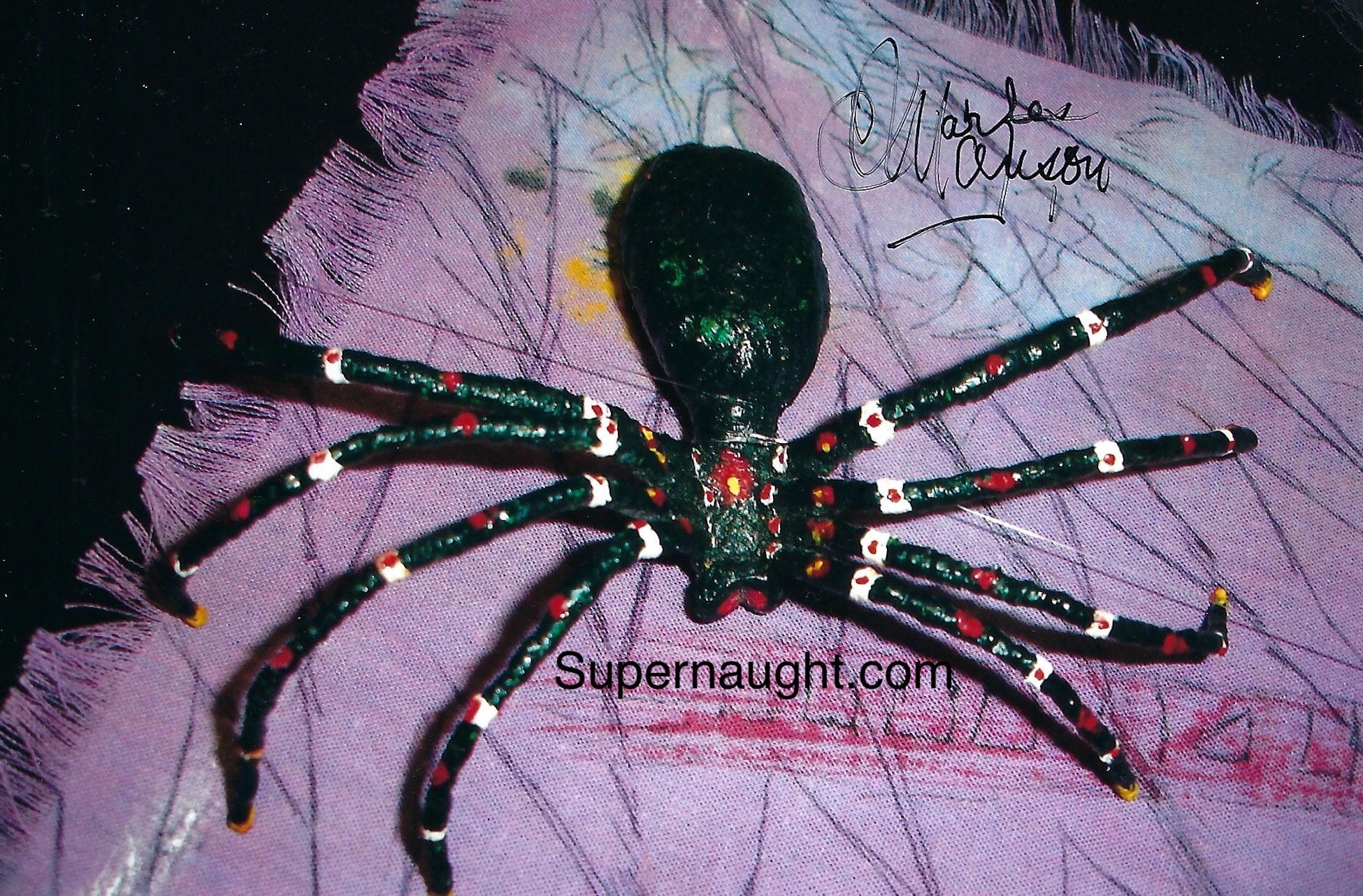 Charles Manson Autographed Spider Photo
