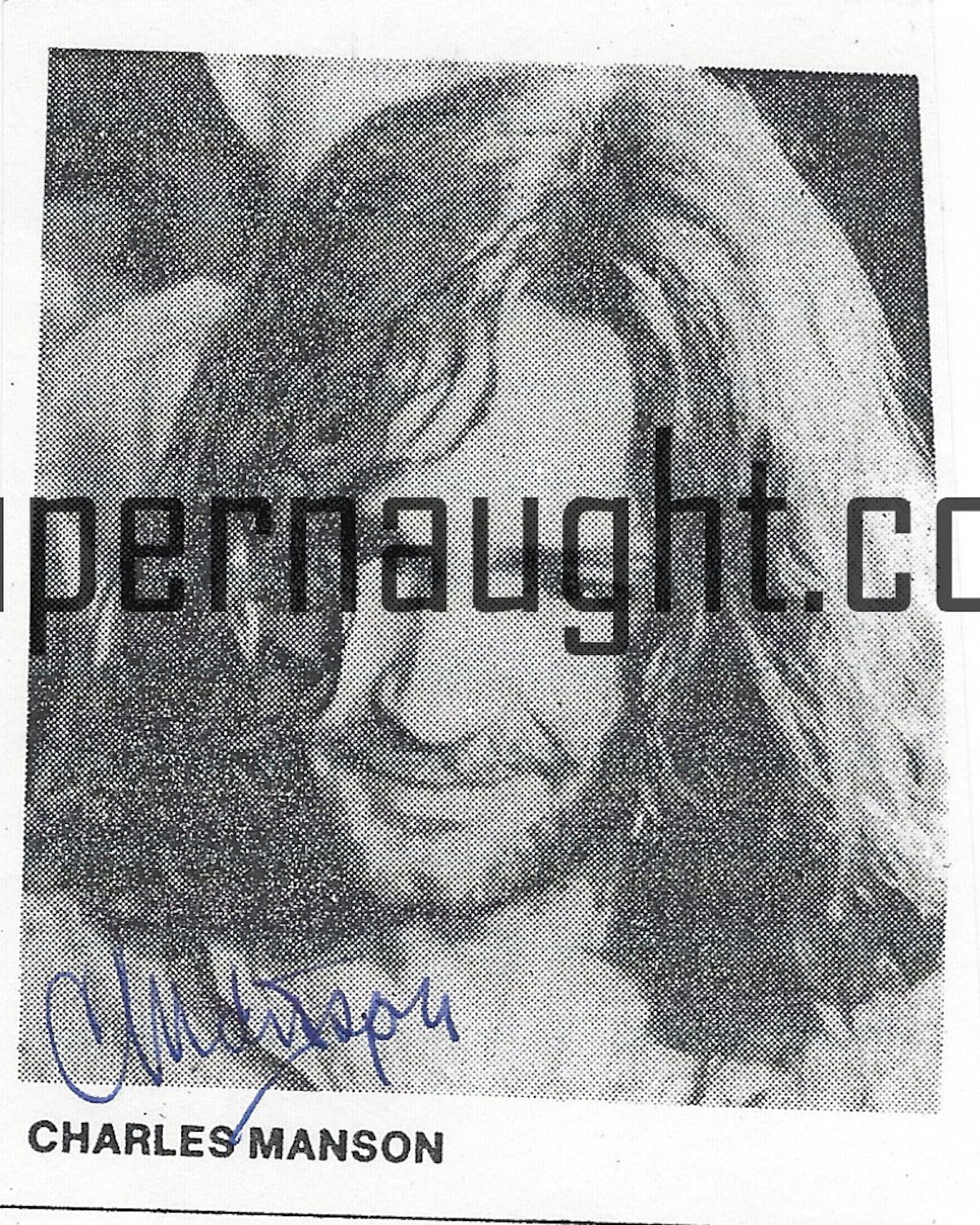 Charles Manson Black and White Signed Photo