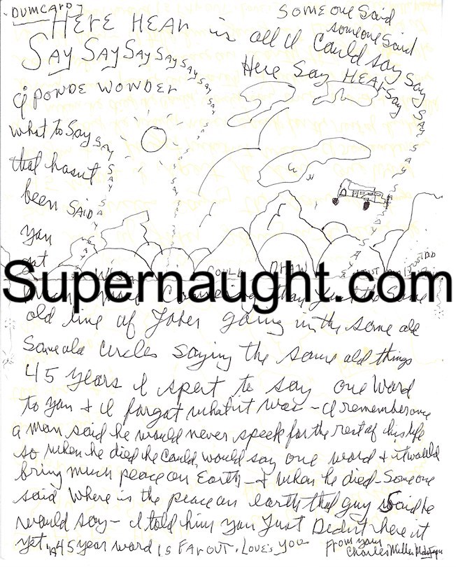 Charles Manson Card With Drawing and Envelope Set Both Signed image 2