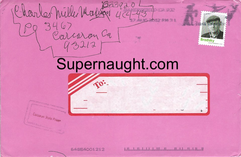Charles Manson Card With Drawing and Envelope Set Both Signed image 3