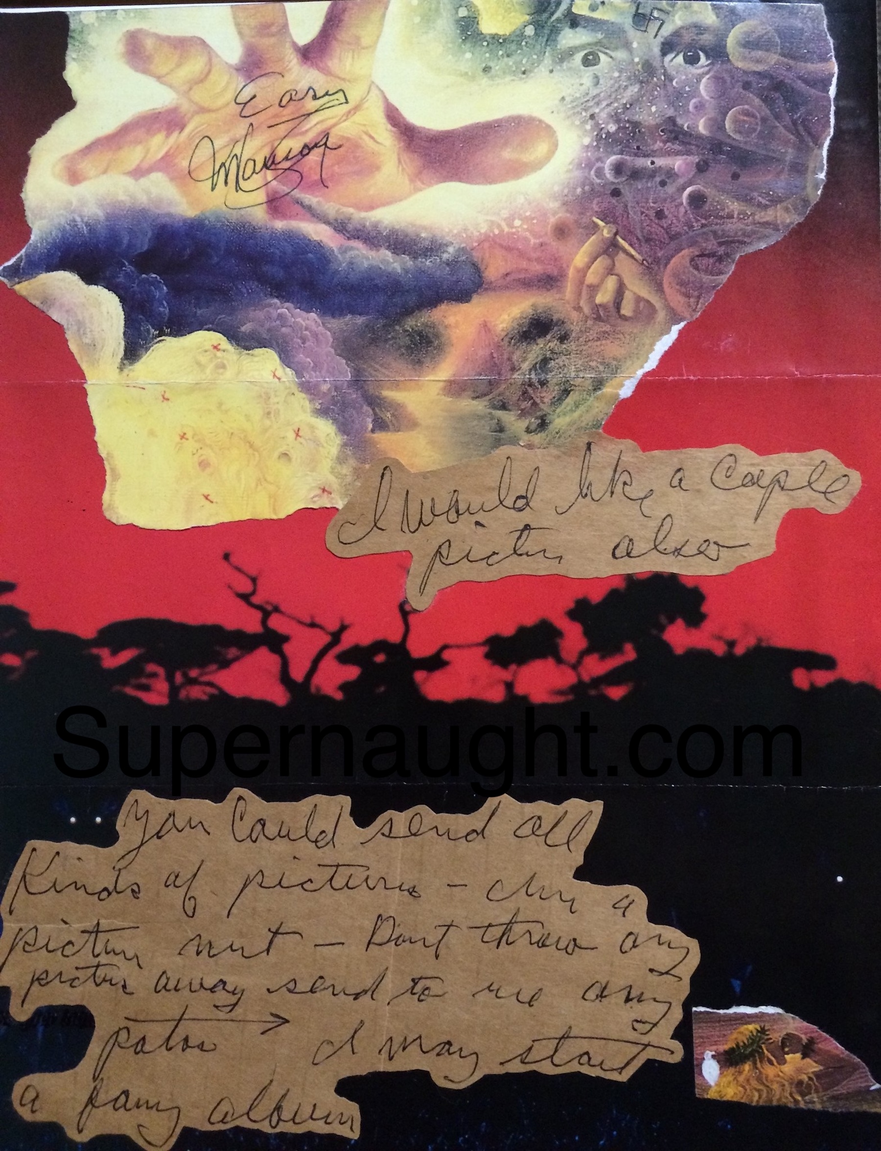 Charles Manson Collage Artwork Signed