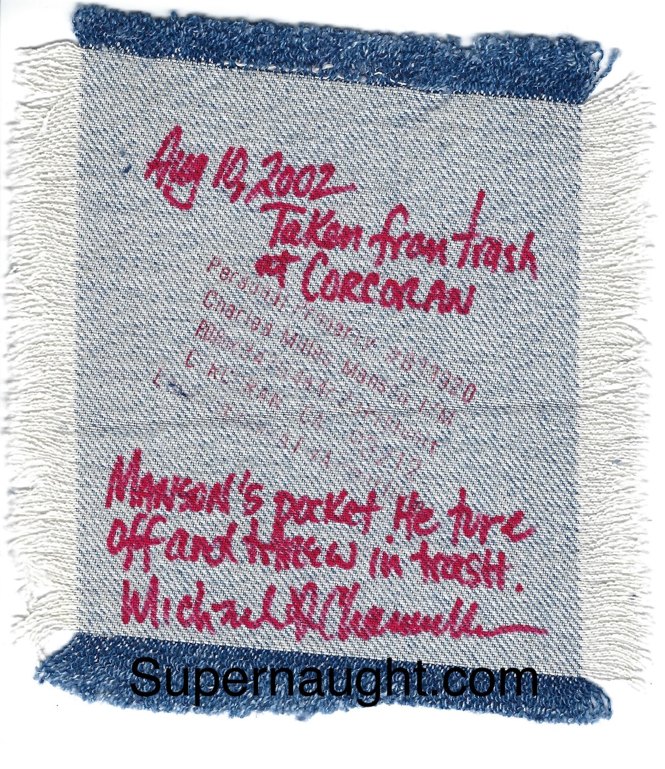 Charles Manson Denim Pocket From His Clothes image 2